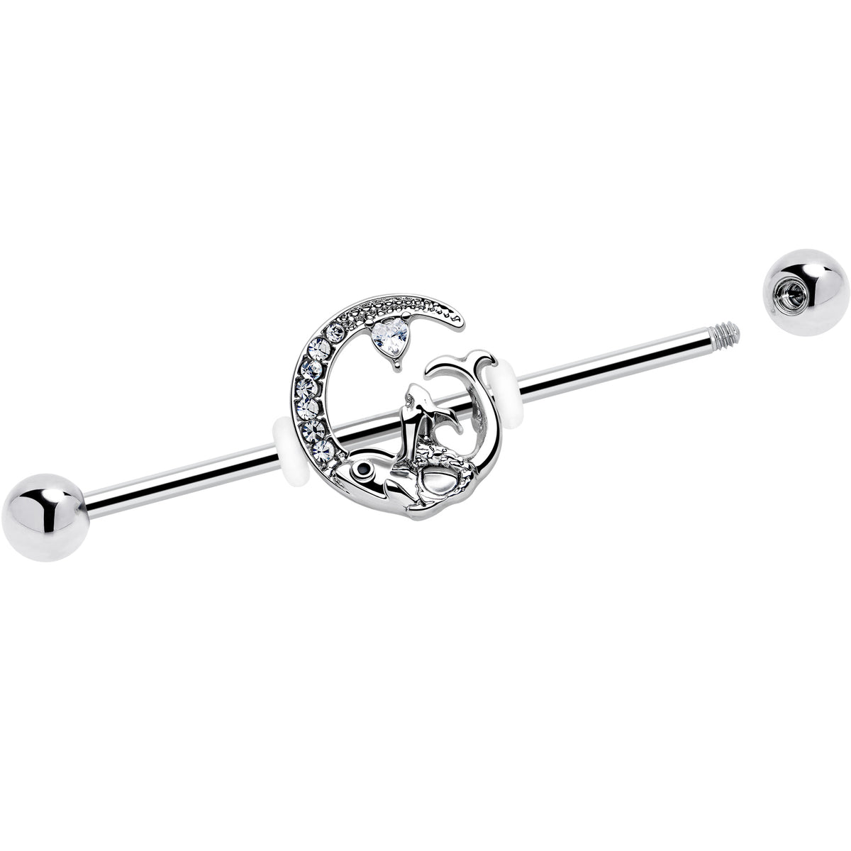 14G Clear Gem Fish of the Day Industrial Barbell 38mm