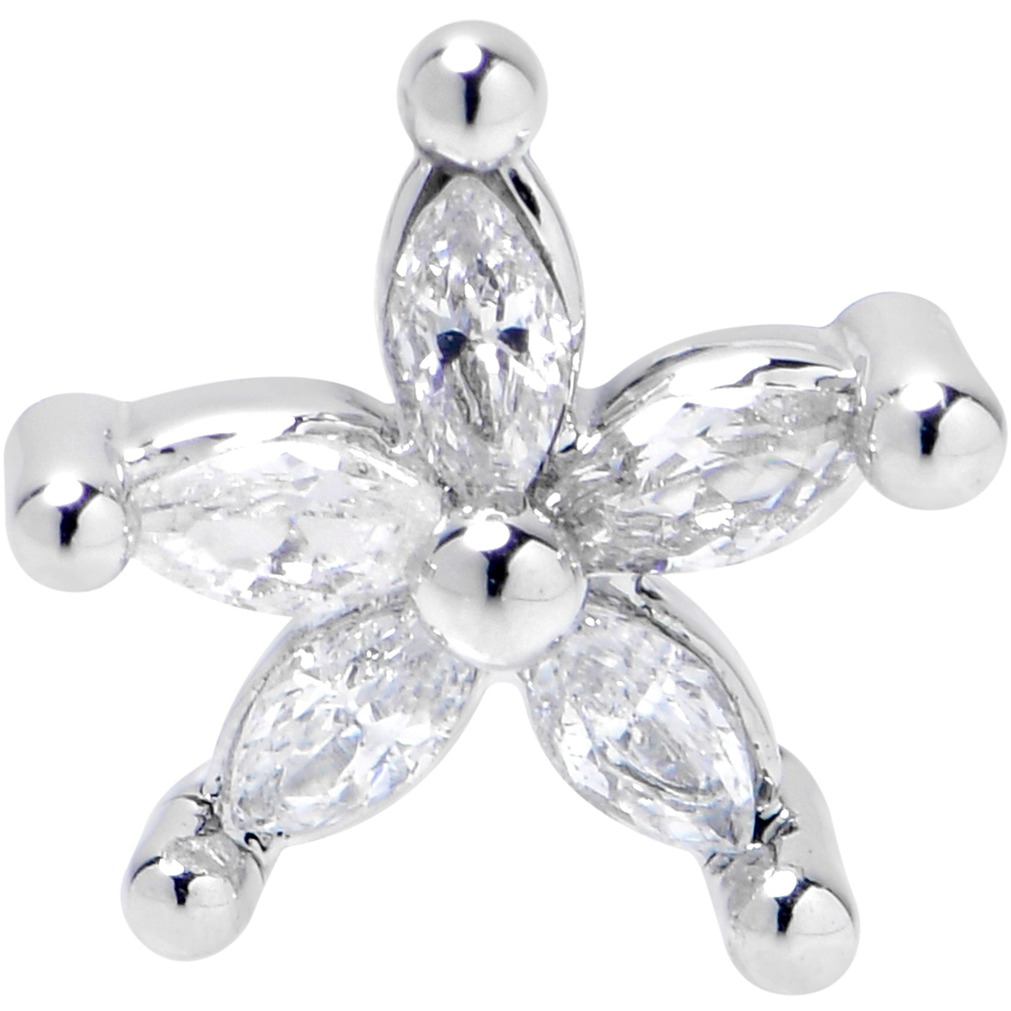 16G 5/16 Clear CZ Gem Flower Fantastic Internally Threaded Labret