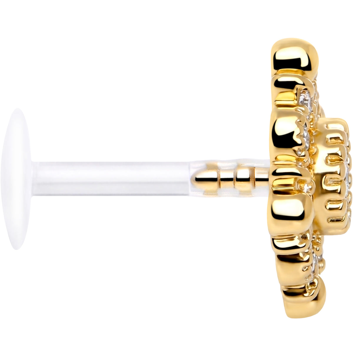 16G 5/16 Clear Gem Classic Cross PTFE Bioplast Labret Monroe Tragus