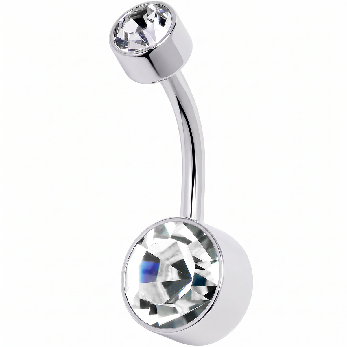 Clear Gem Internally Threaded Simple Belly Ring