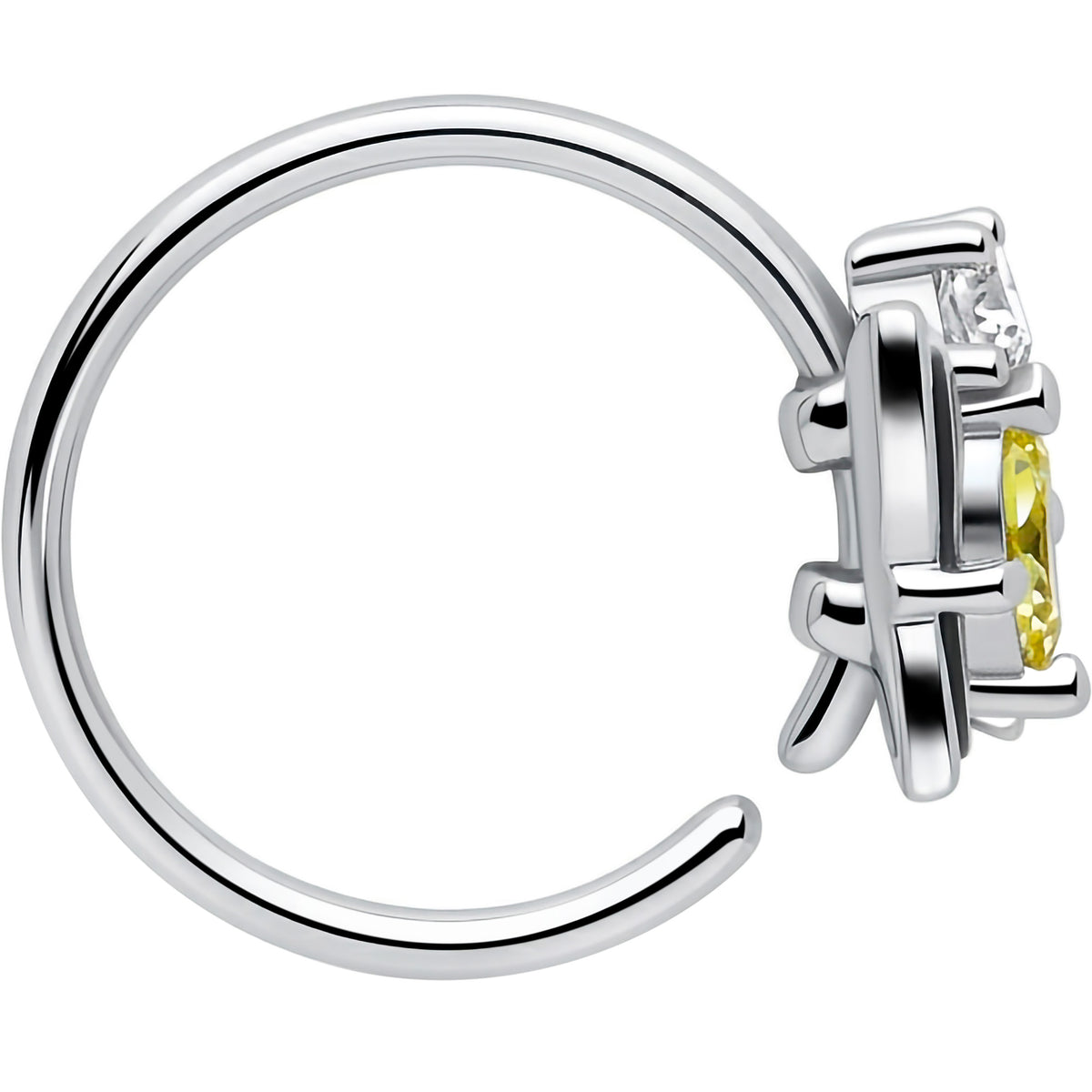 20G 5/16 Clear Yellow Gem Dark Butterfly Nose Hoop