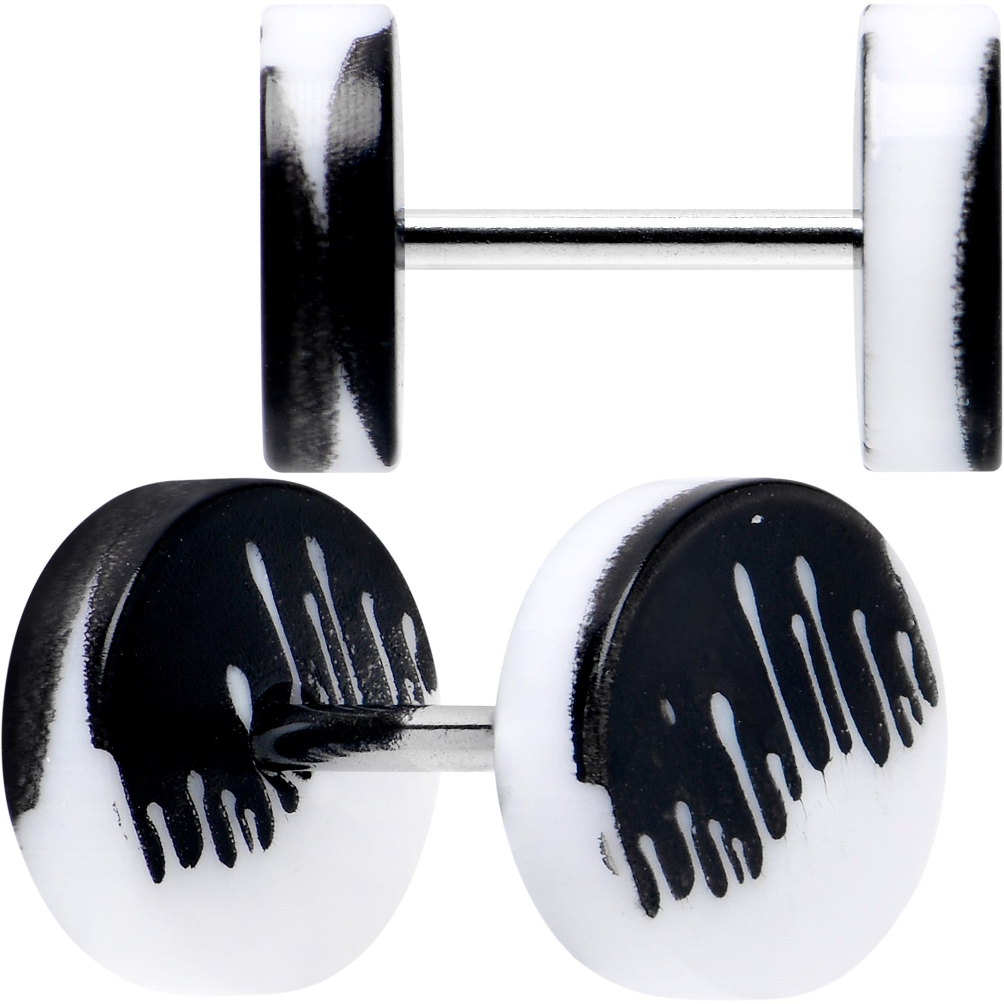 16G Black White Reverse Drip Acrylic Cheater Plug Set