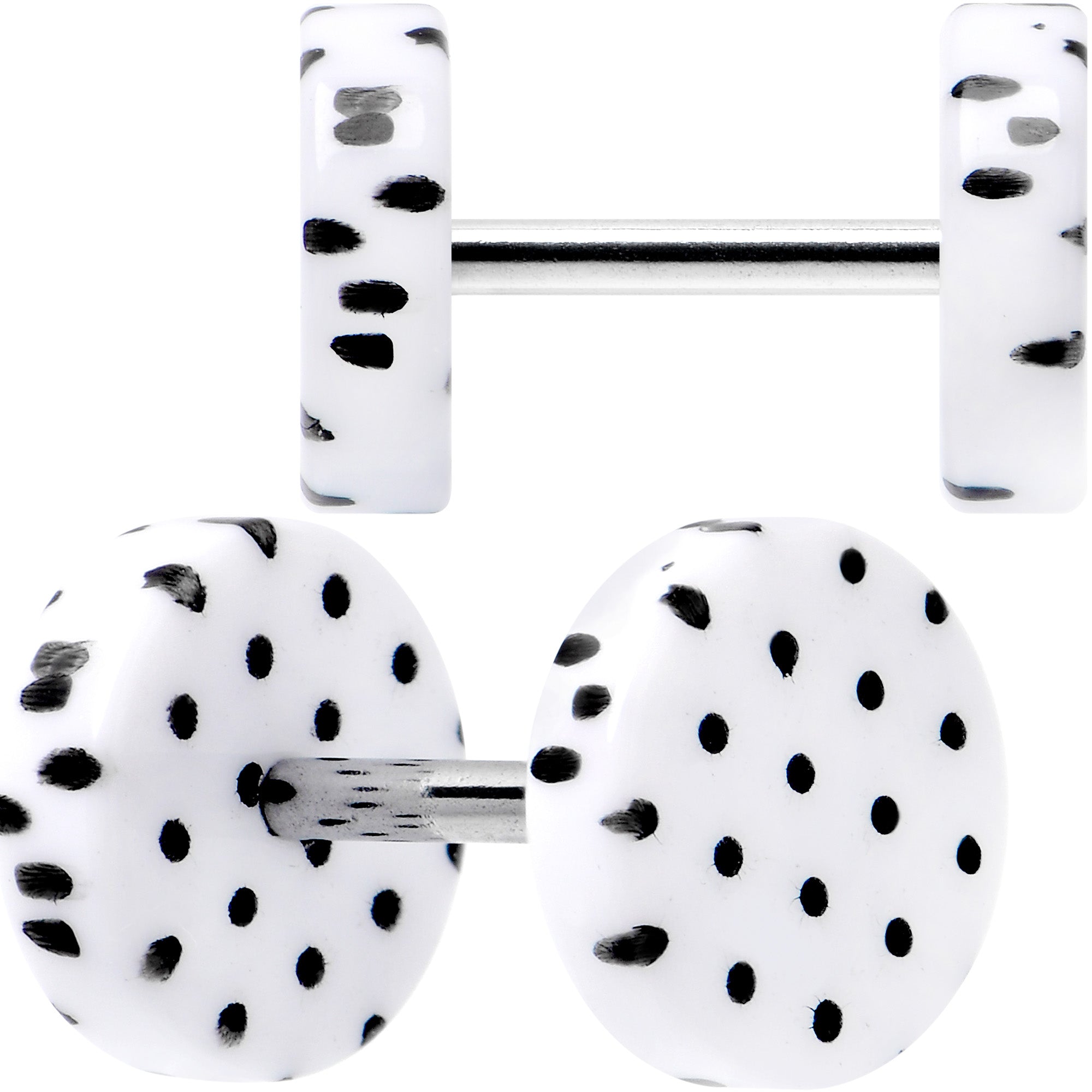 16G White Acrylic Polka Dots Black Cheater Plug Set