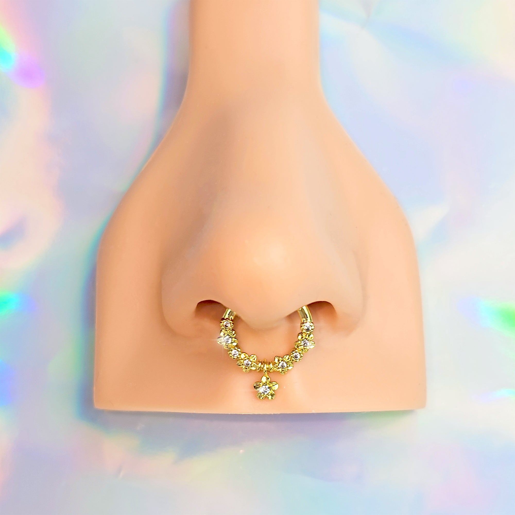 16G 3/8 Front Facing CZ Star Precision Hinge Segment Ring