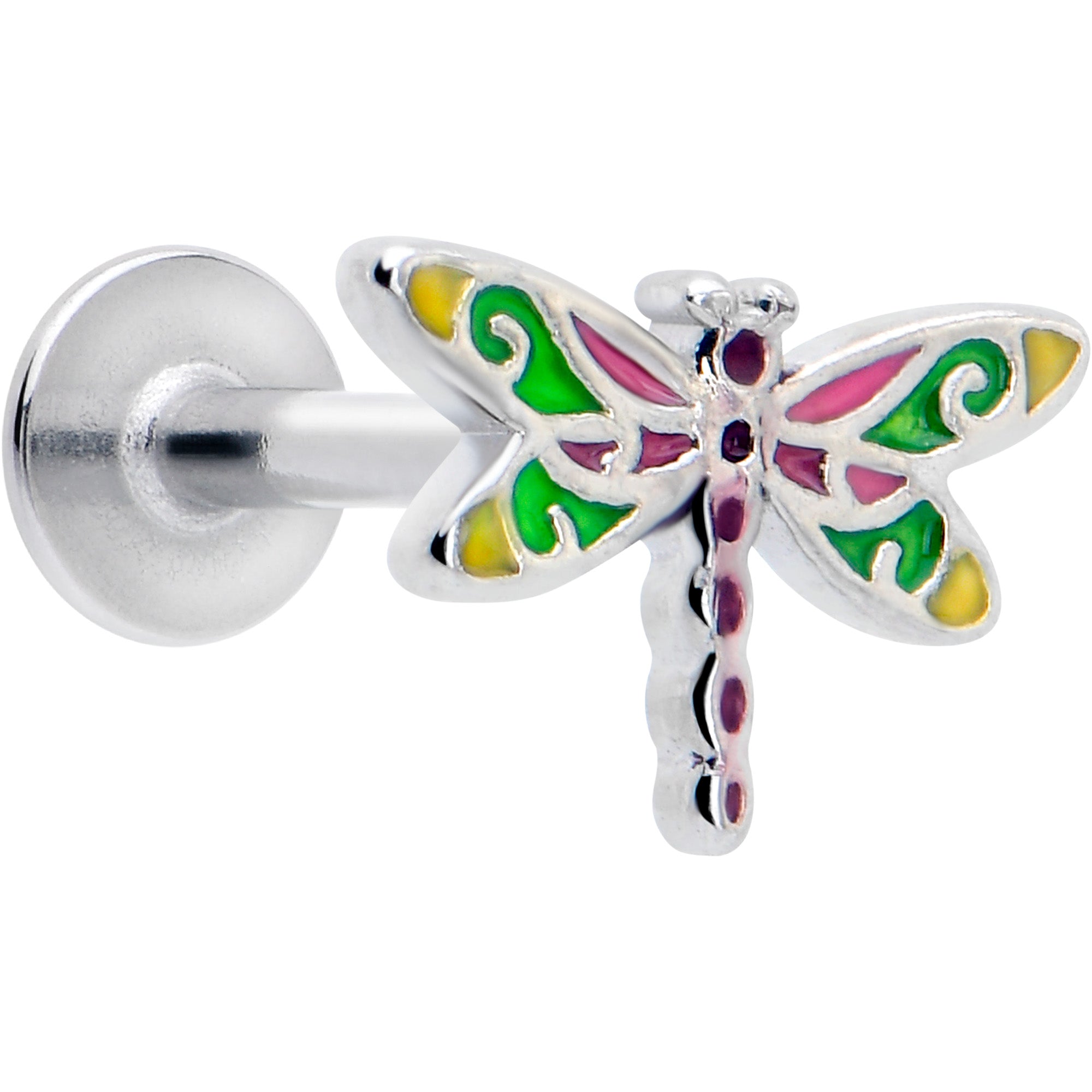 16G Dragonfly Colors Flat Back Earring