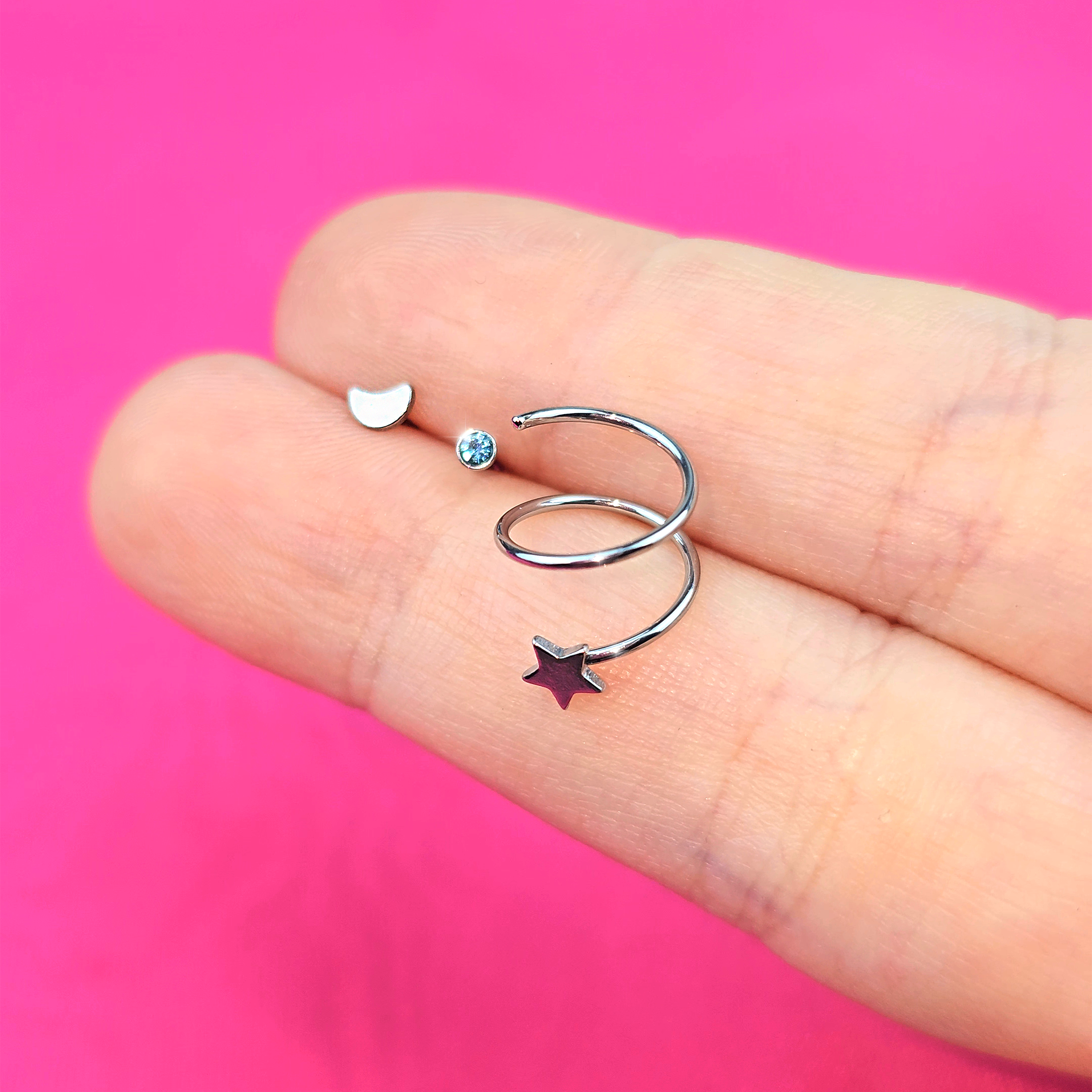 20G Nose Bone Snake Twister Double Nose Hoop Ring 3 Pack