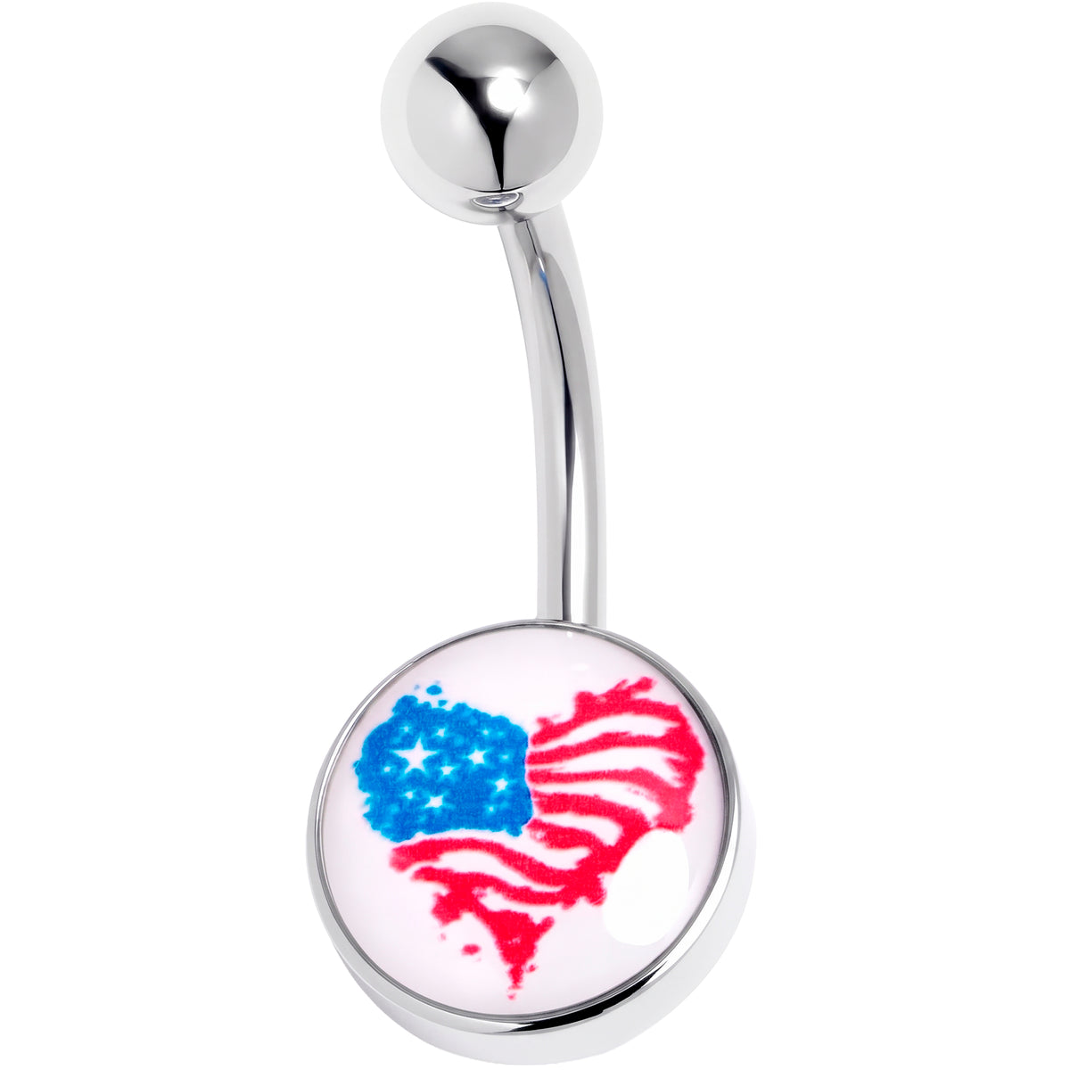 Heart Flag Patriotic Belly Ring
