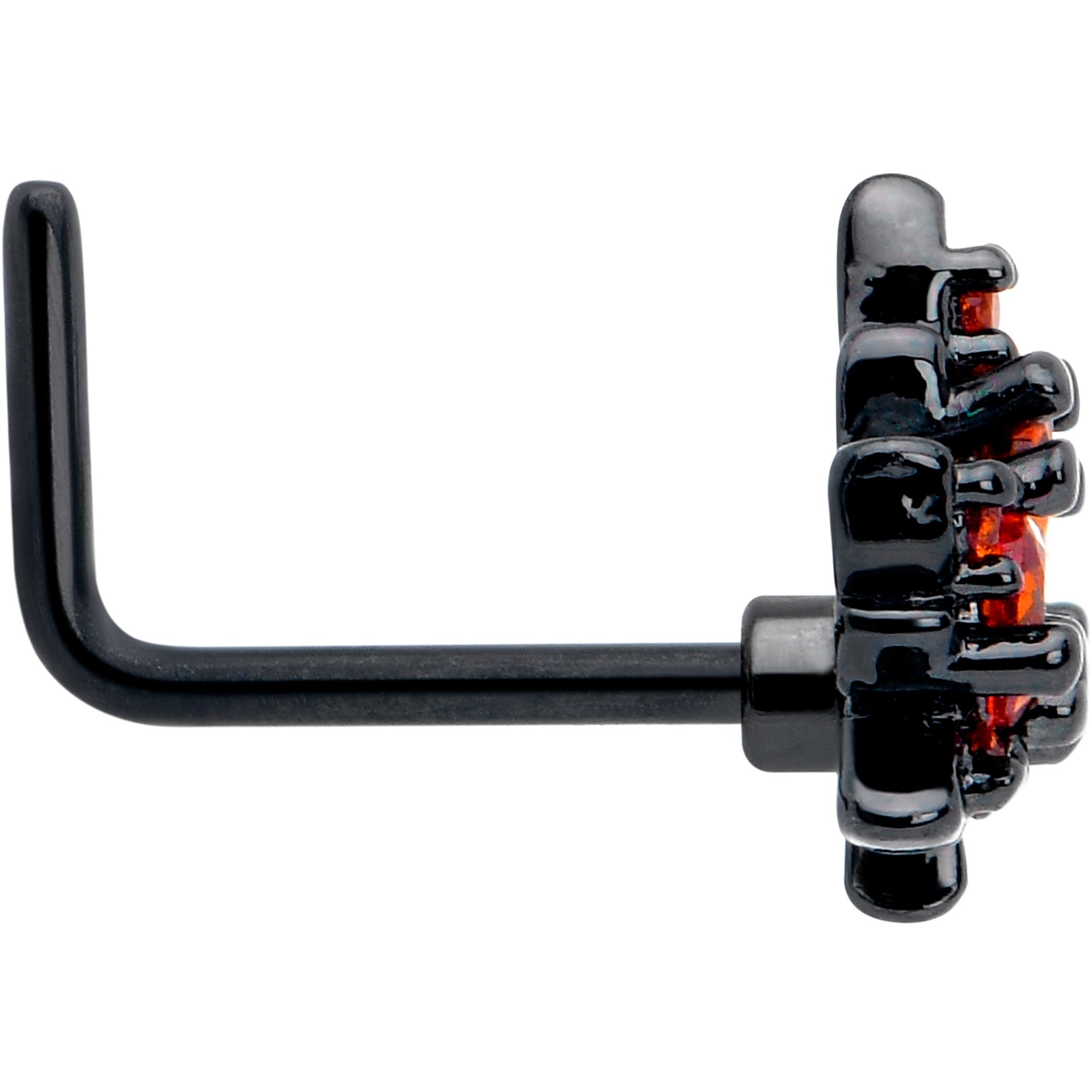 7mm Orange Crystal Nose Ring with Black Autumn Leaf L Shape