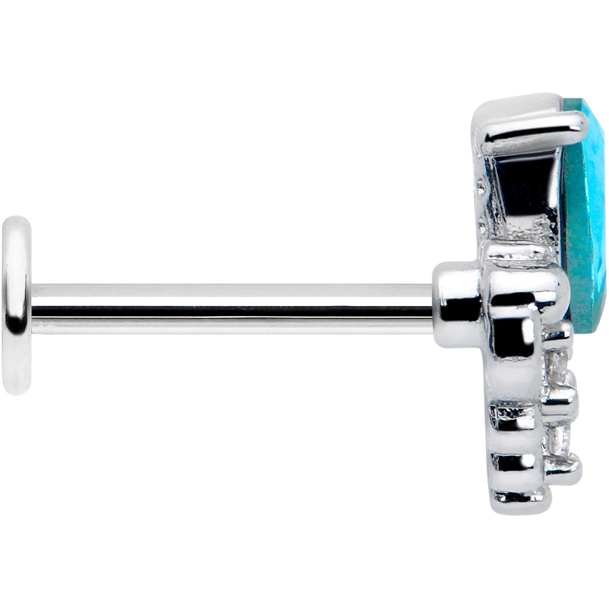 Hypoallergenic 16 Gauge 5/16 Labret Monroe Stud with Blue Gem