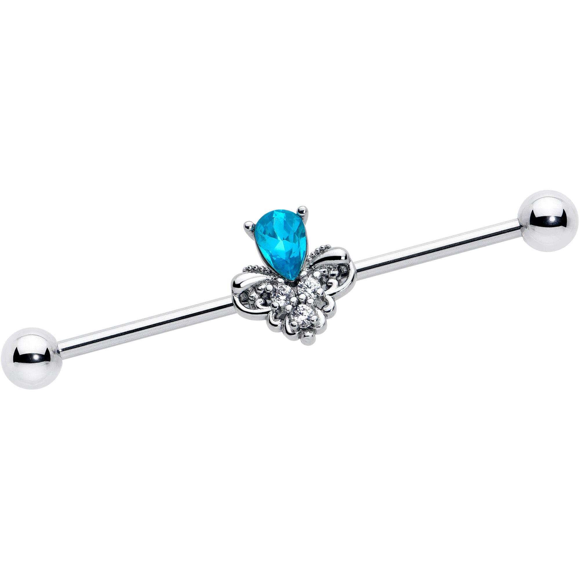 14 gauge blue gem industrial barbell 38mm