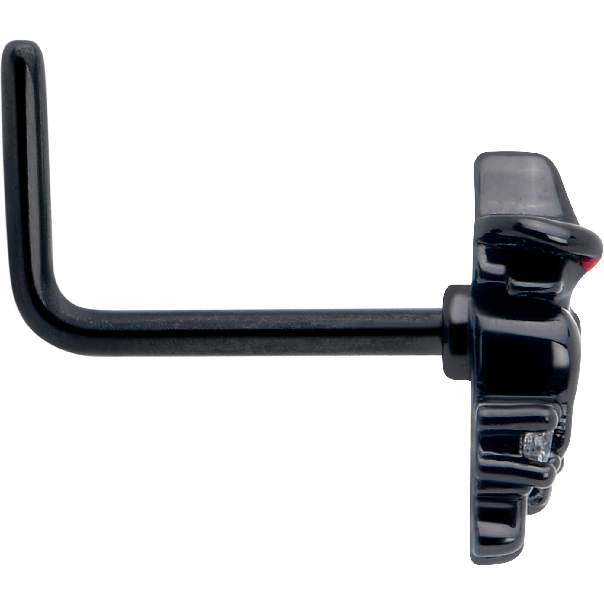 L shape nose ring with black raven witch design and CZ gem