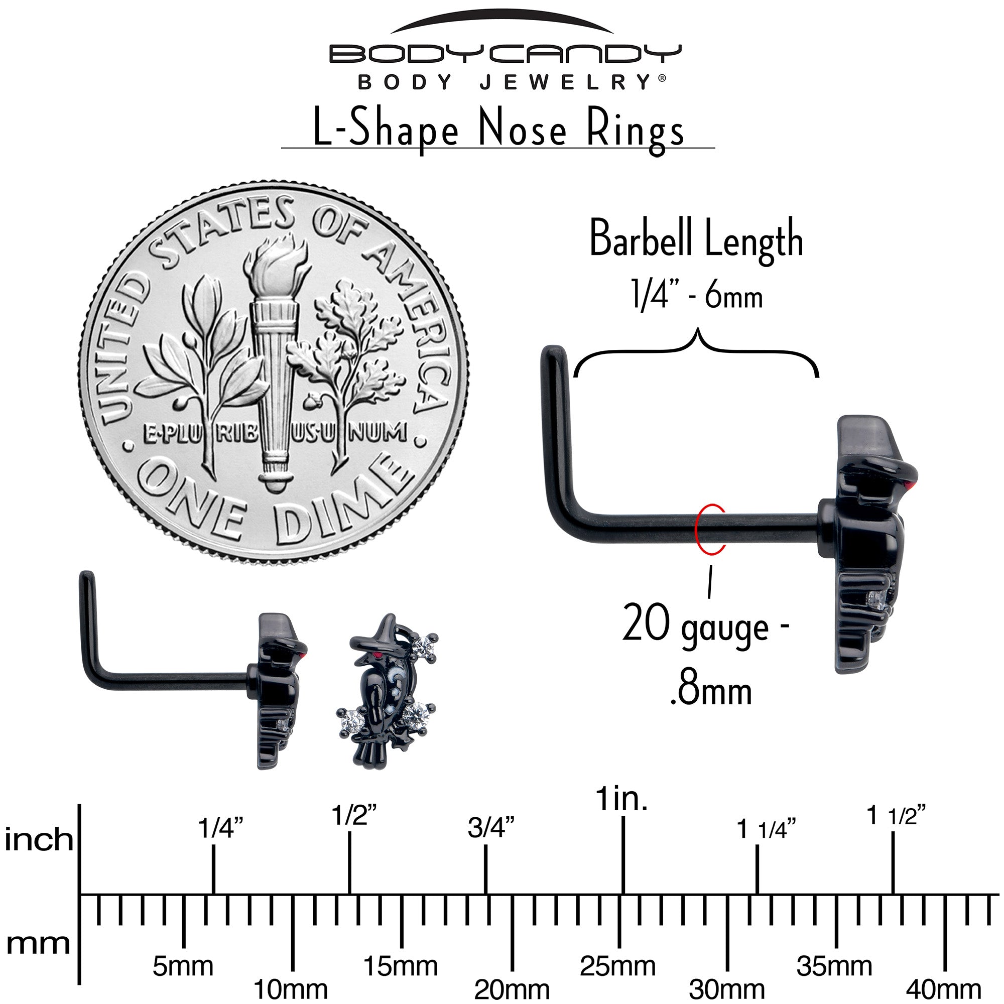 Clear CZ gem L shape nose ring, 20 gauge for comfortable wear