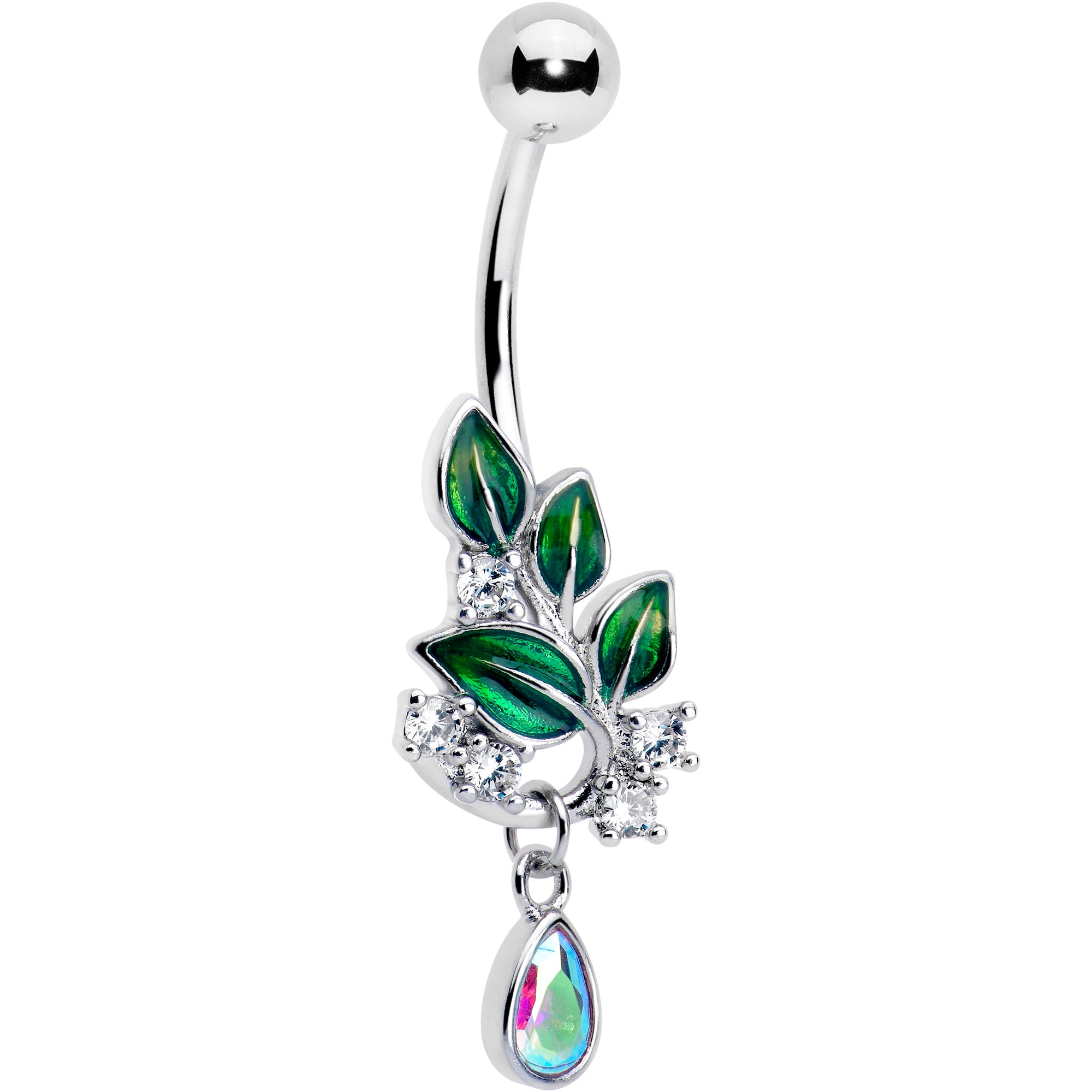 Aurora CZ Gem Dangle Belly Ring