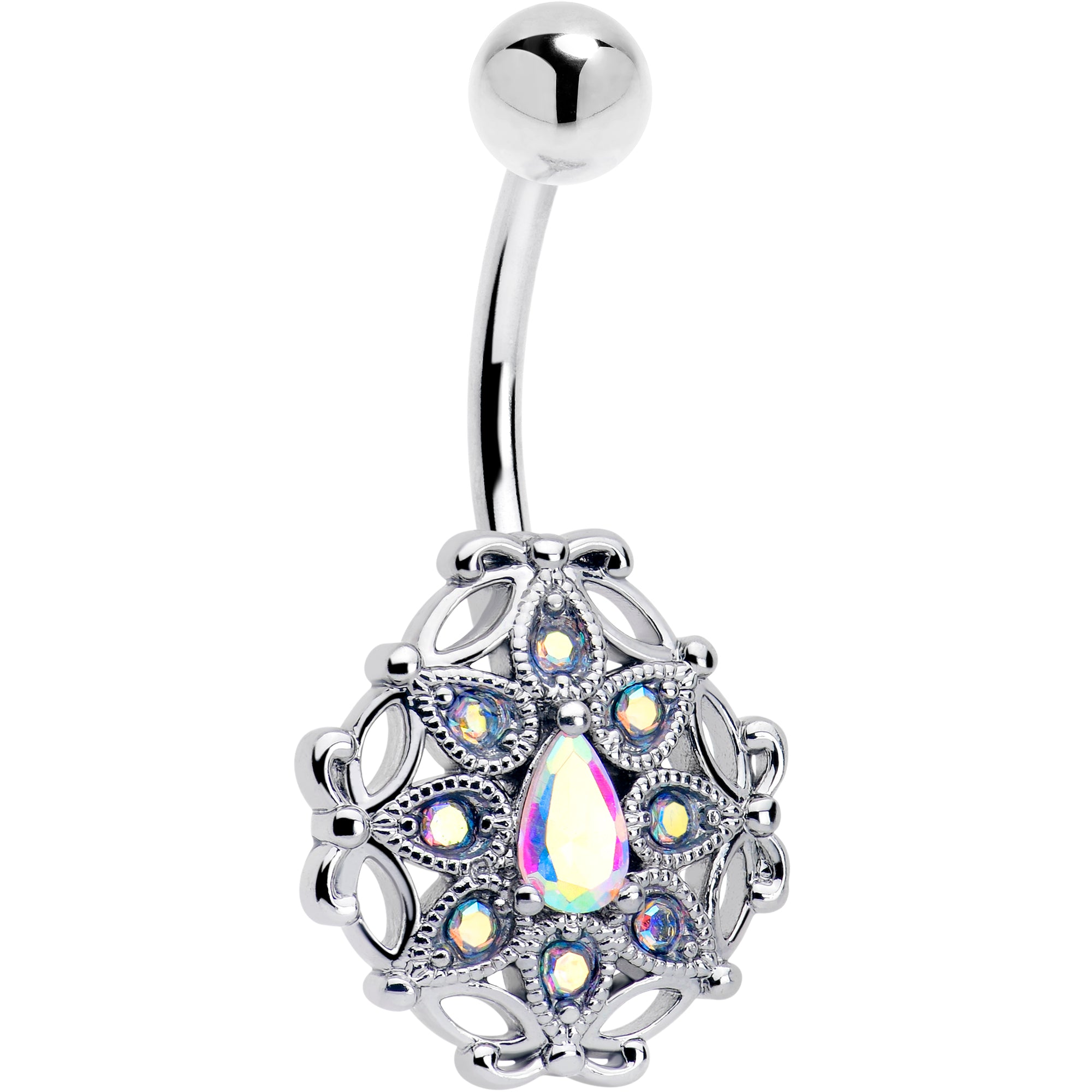 Aurora Gem Retro Sunburst Belly Ring
