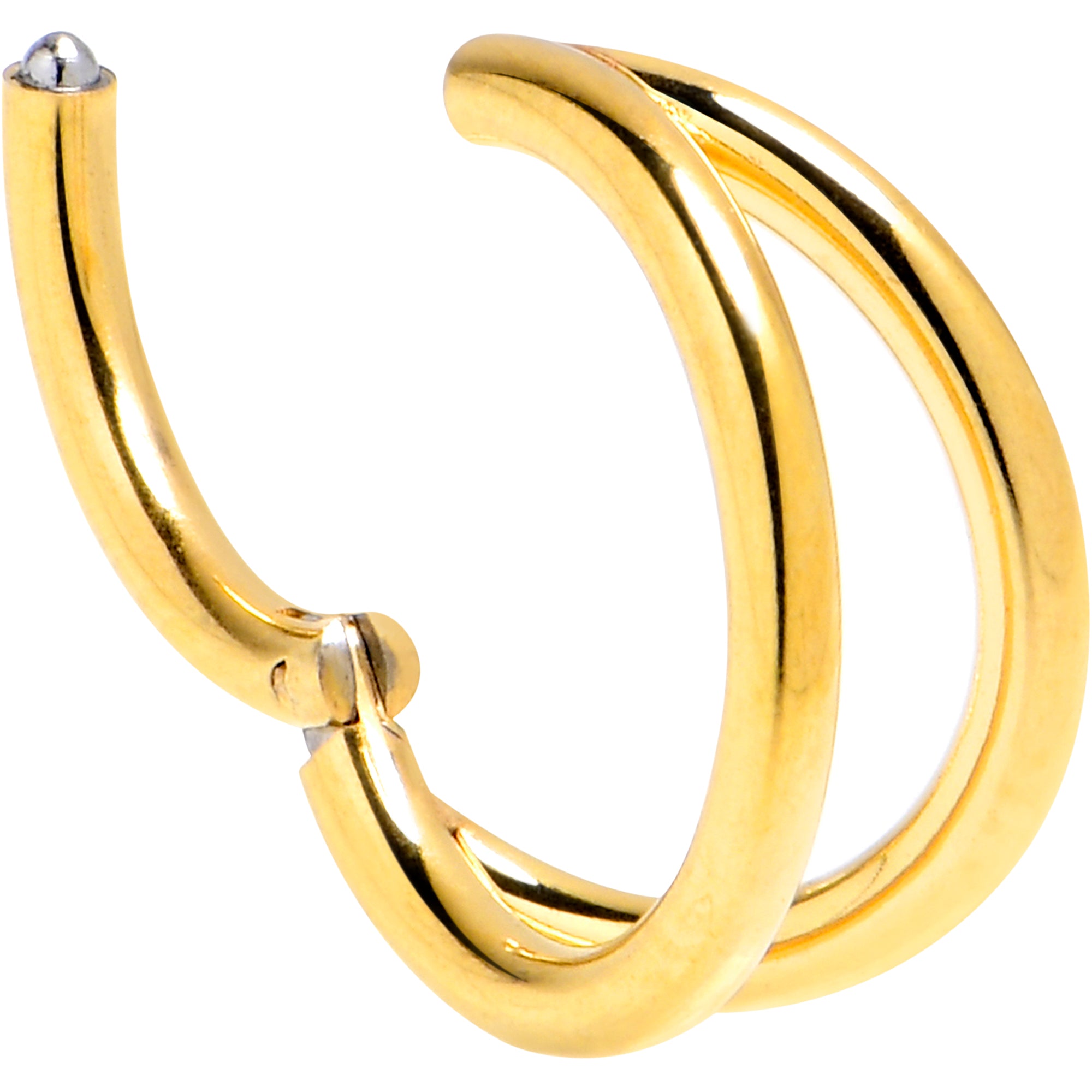 16 gauge gold tone seamless double hoop clicker ring