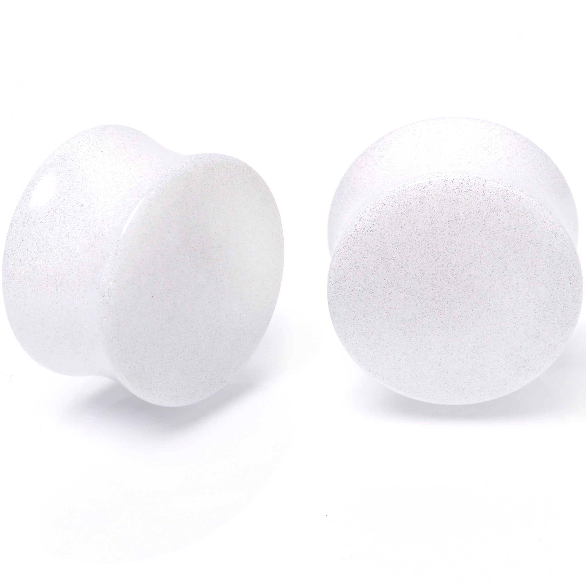Acrylic Ear Gauge Plug Sets White Glitter