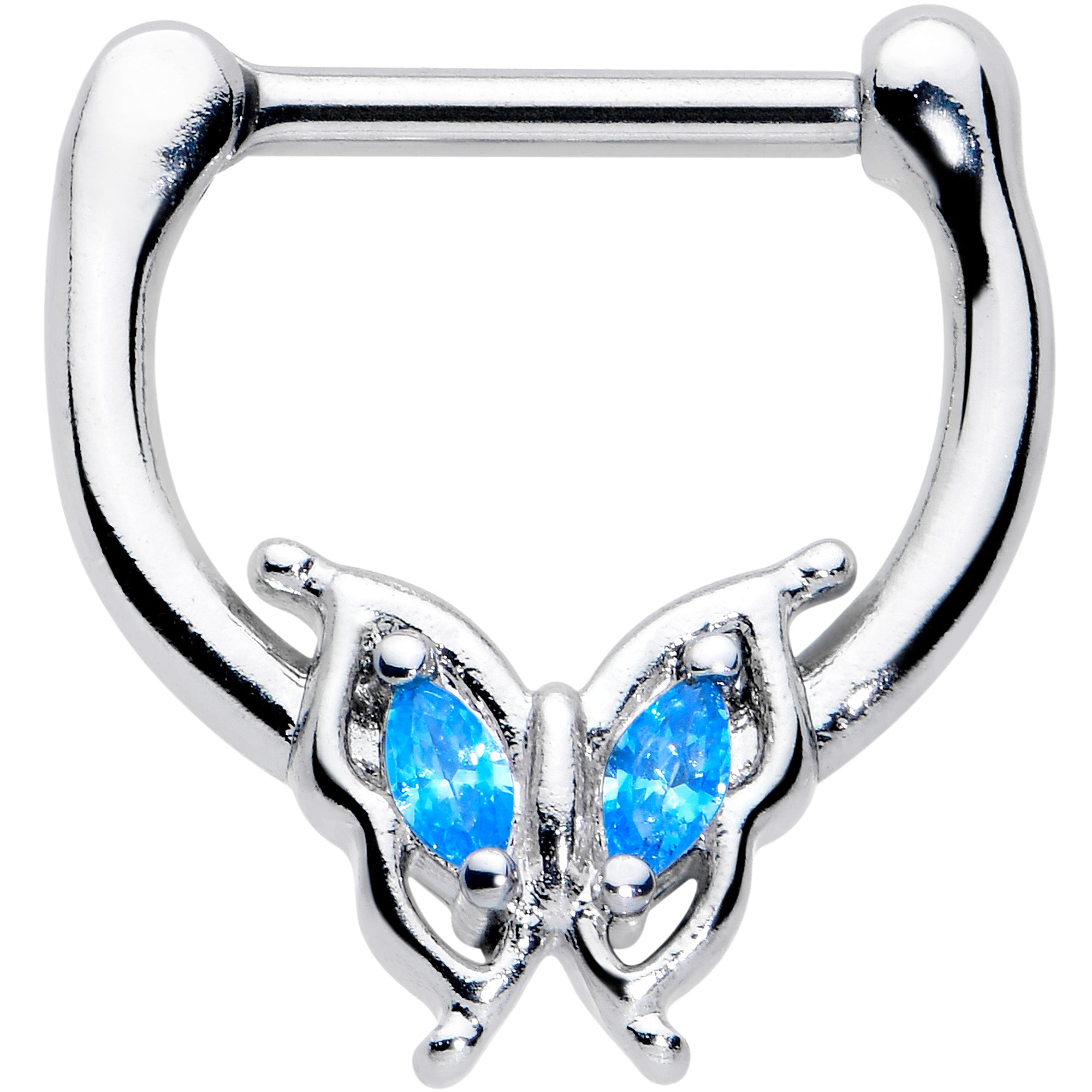 16G 5/16 Blue Gem Fancy Fab Butterfly Cartilage Clicker