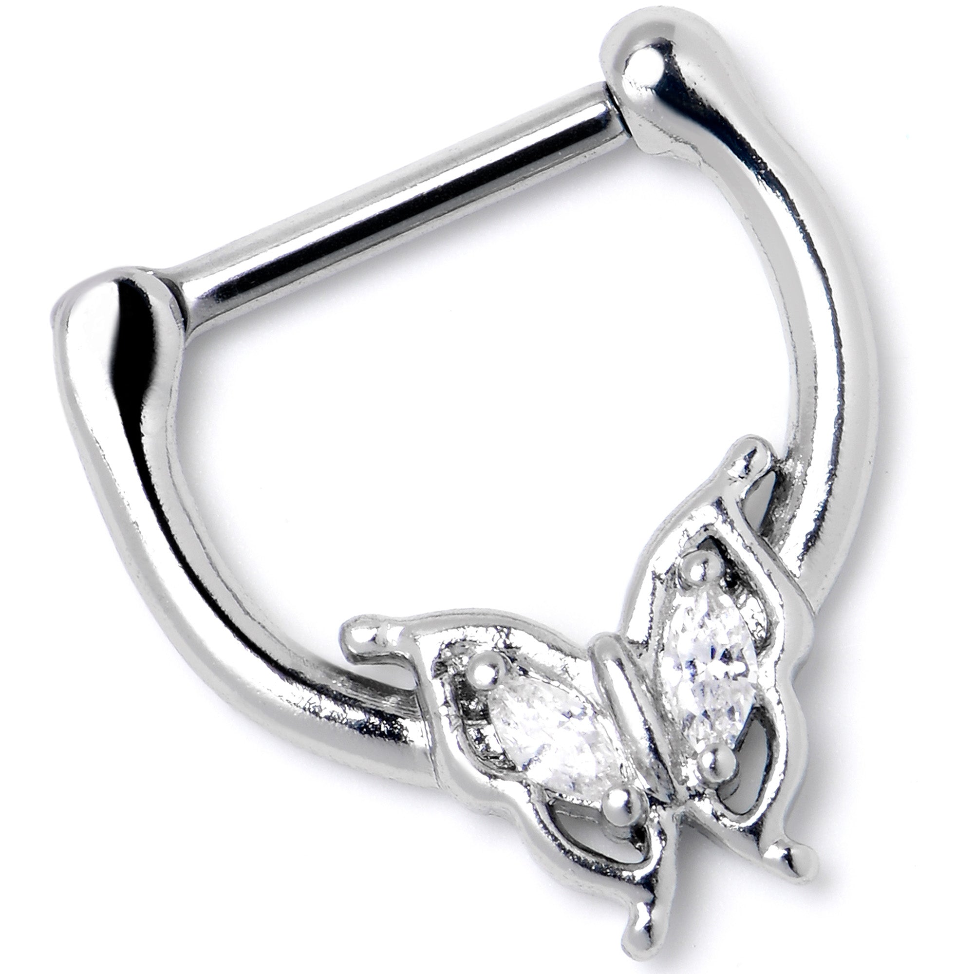 16G 5/16 Clear Gem Fancy Fab Butterfly Cartilage Clicker