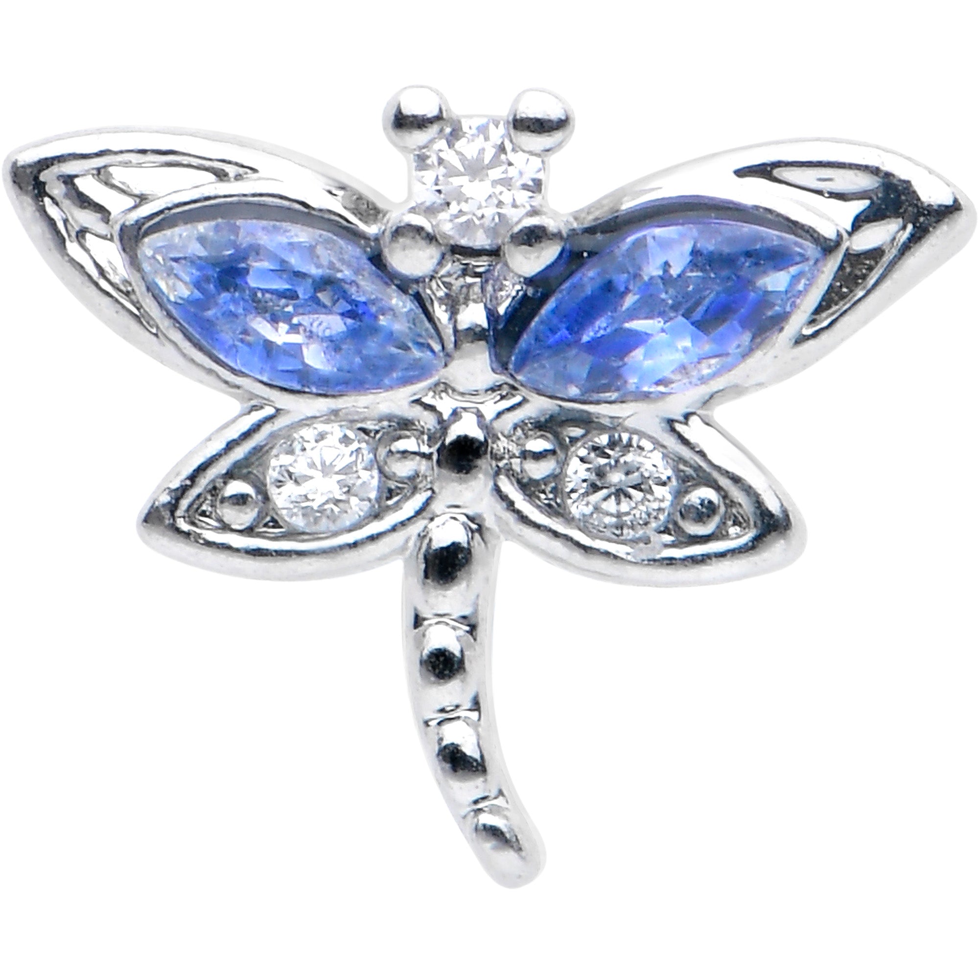 16G 5/16 Blue CZ Gem Dragonfly Style Labret Monroe Tragus
