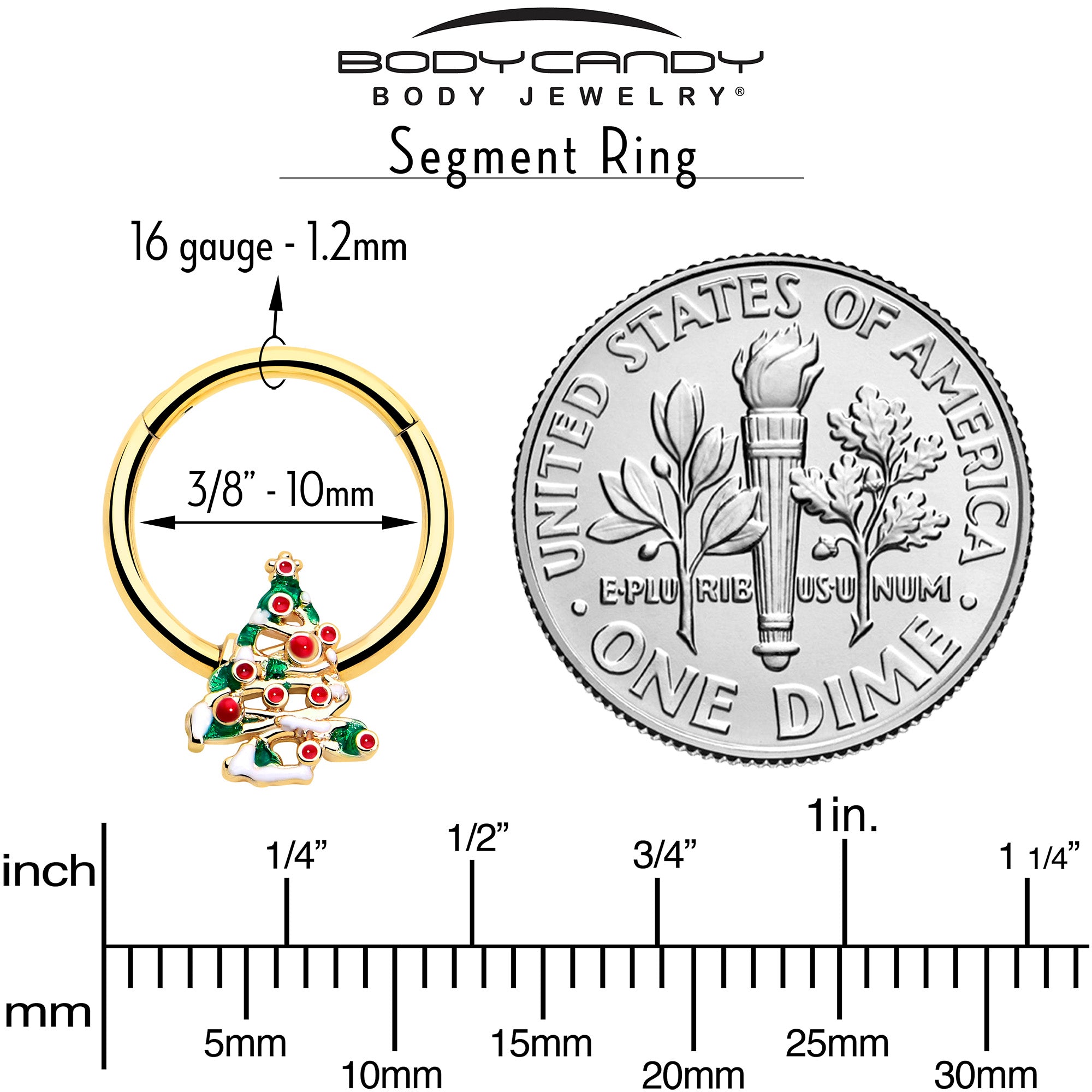 christmas tree hinged segment ring gold tone 3 8 winter nose jewelry