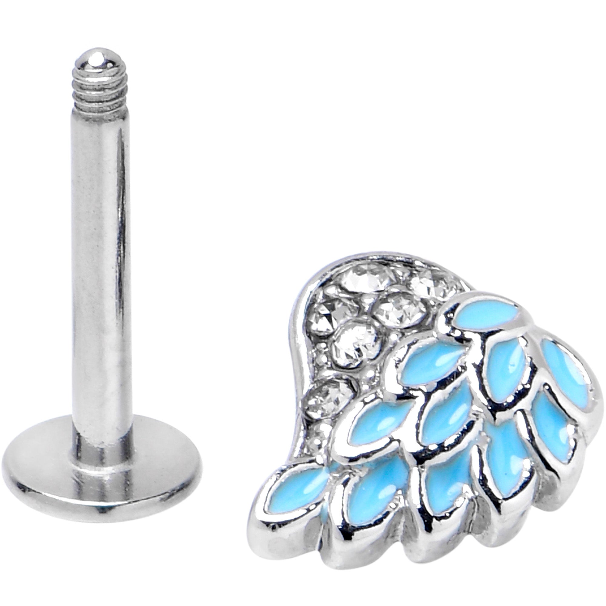 16G 5/16 Clear Gem Heavenly Heart Angel Wing Blue Labret Tragus