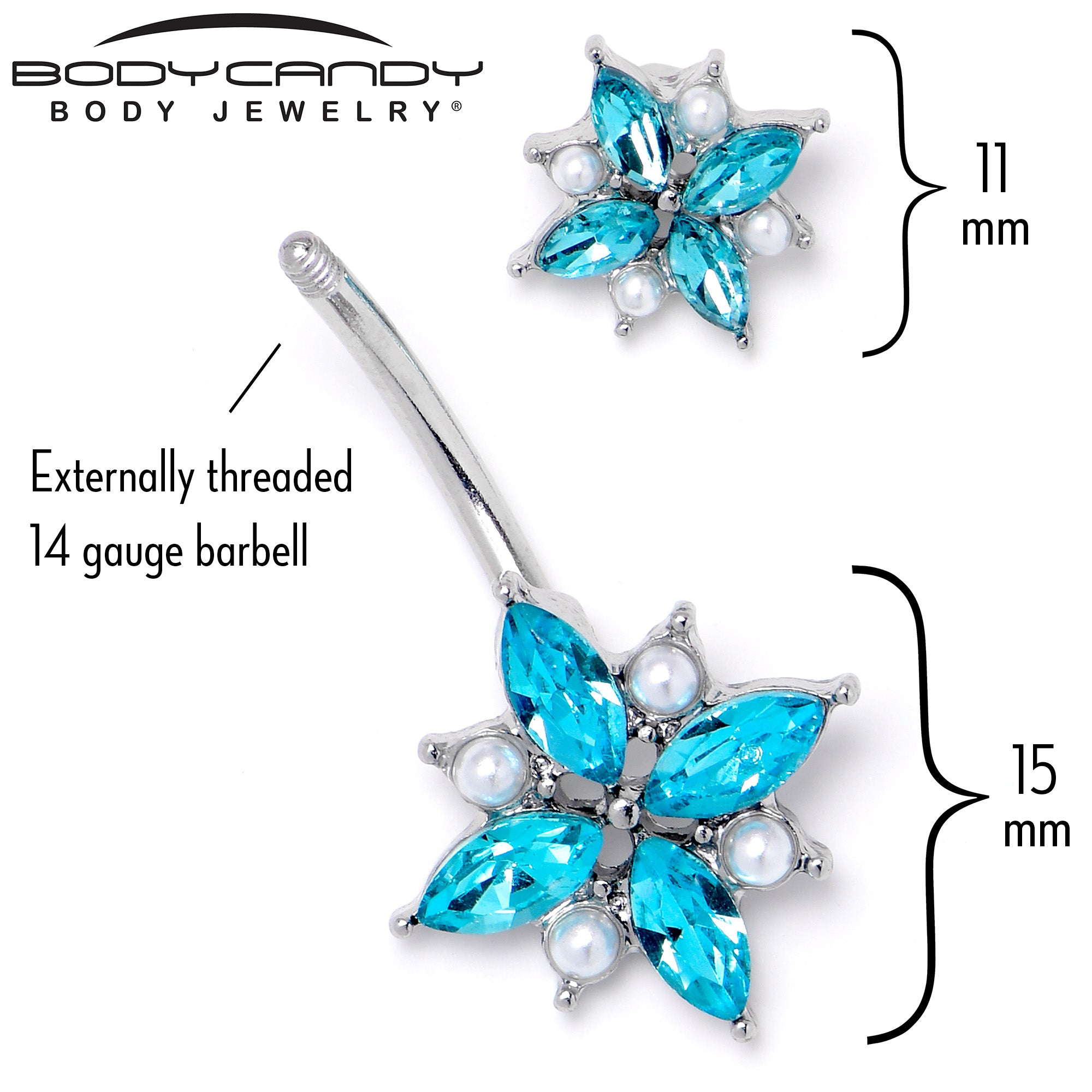 Blue Gem Star Power Double Mount Belly Ring