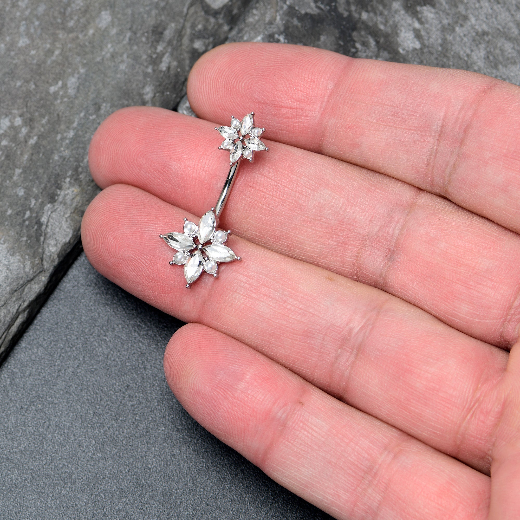 Clear Gem Star Power Double Mount Belly Ring