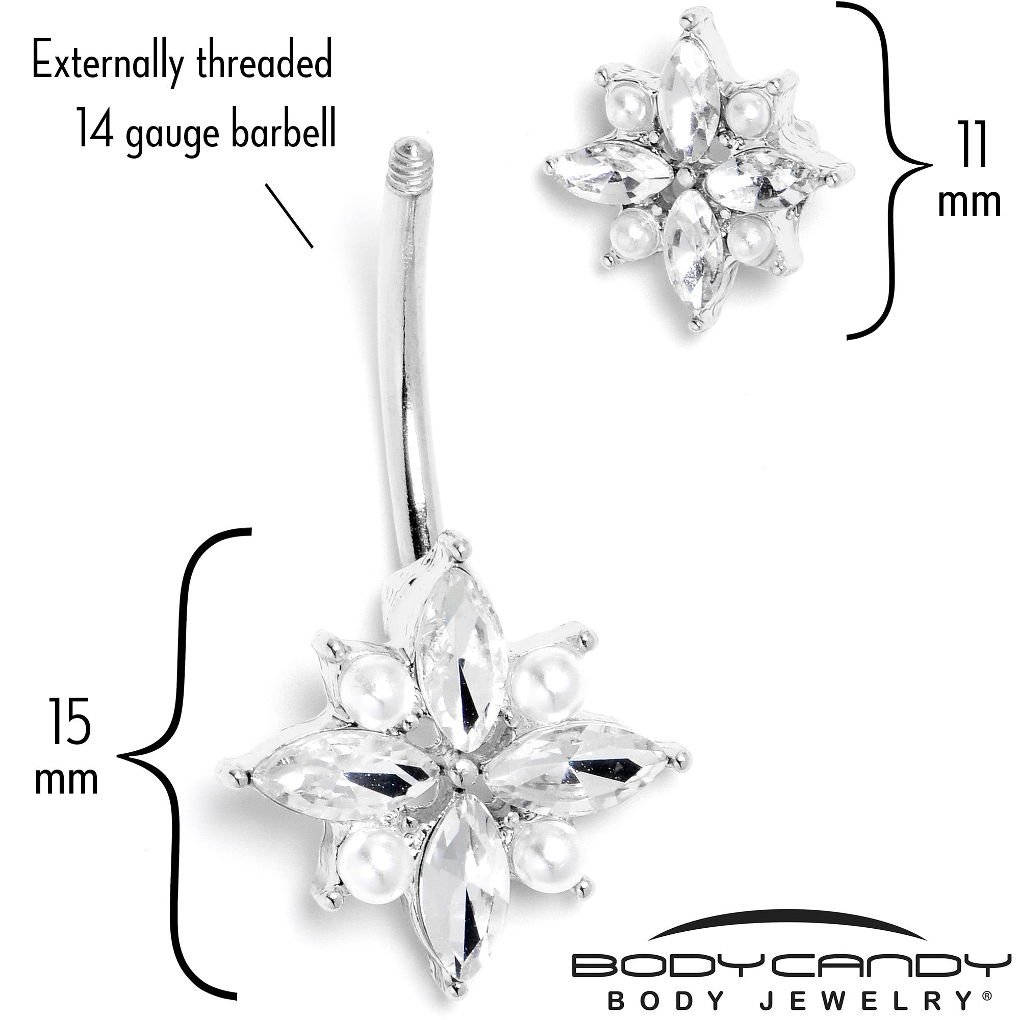 Clear Gem Star Power Double Mount Belly Ring