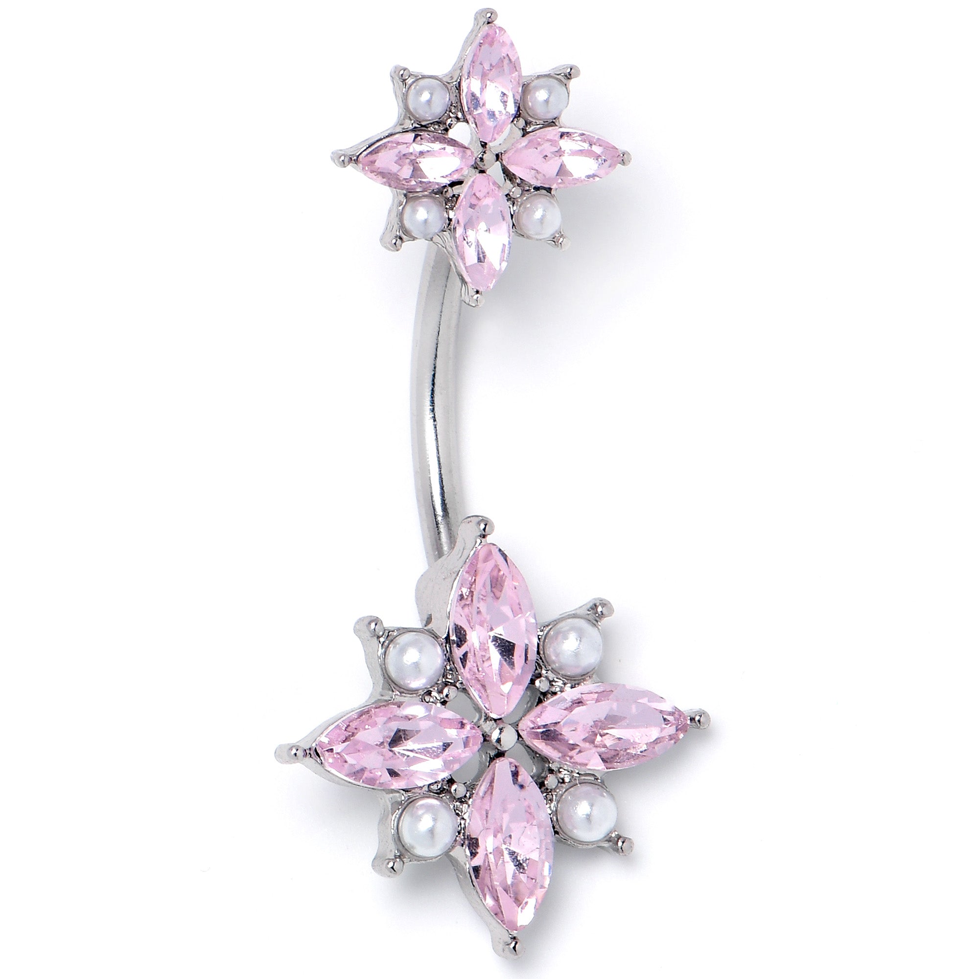 Pink Gem Star Power Double Mount Belly Ring