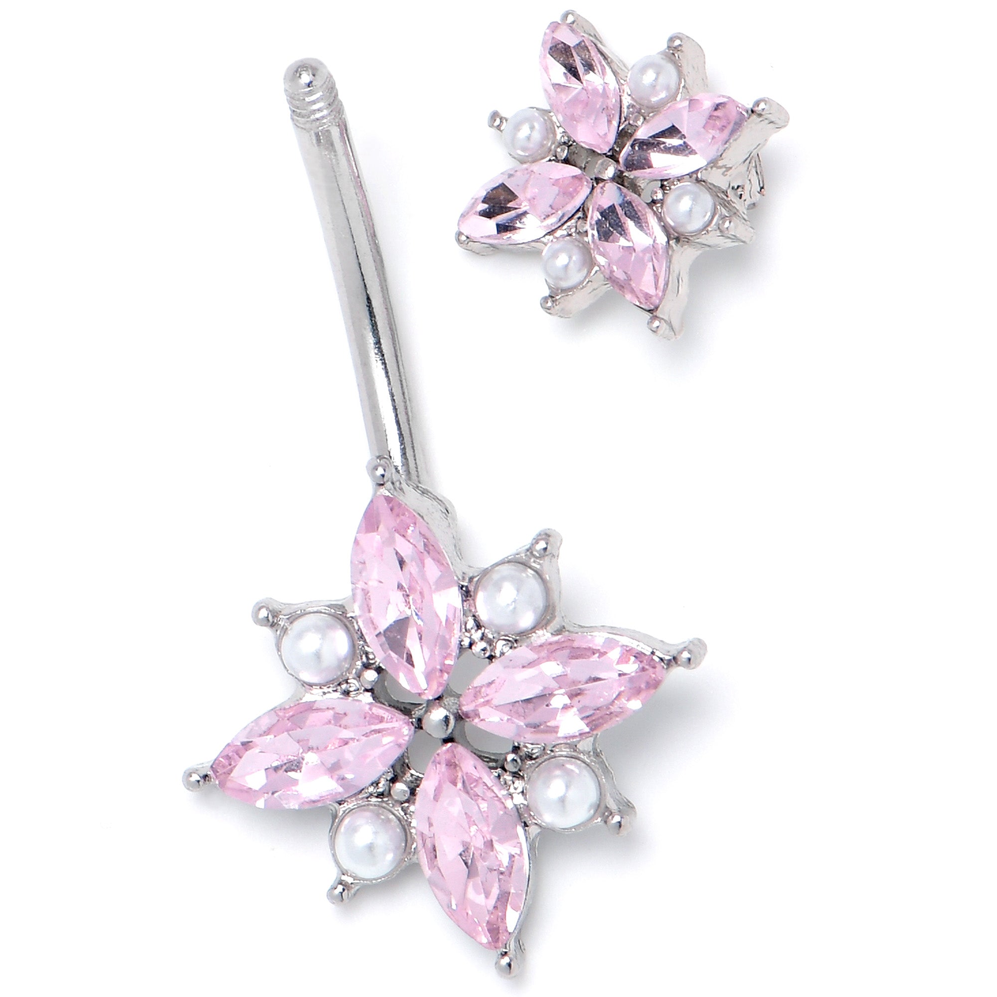 Pink Gem Star Power Double Mount Belly Ring