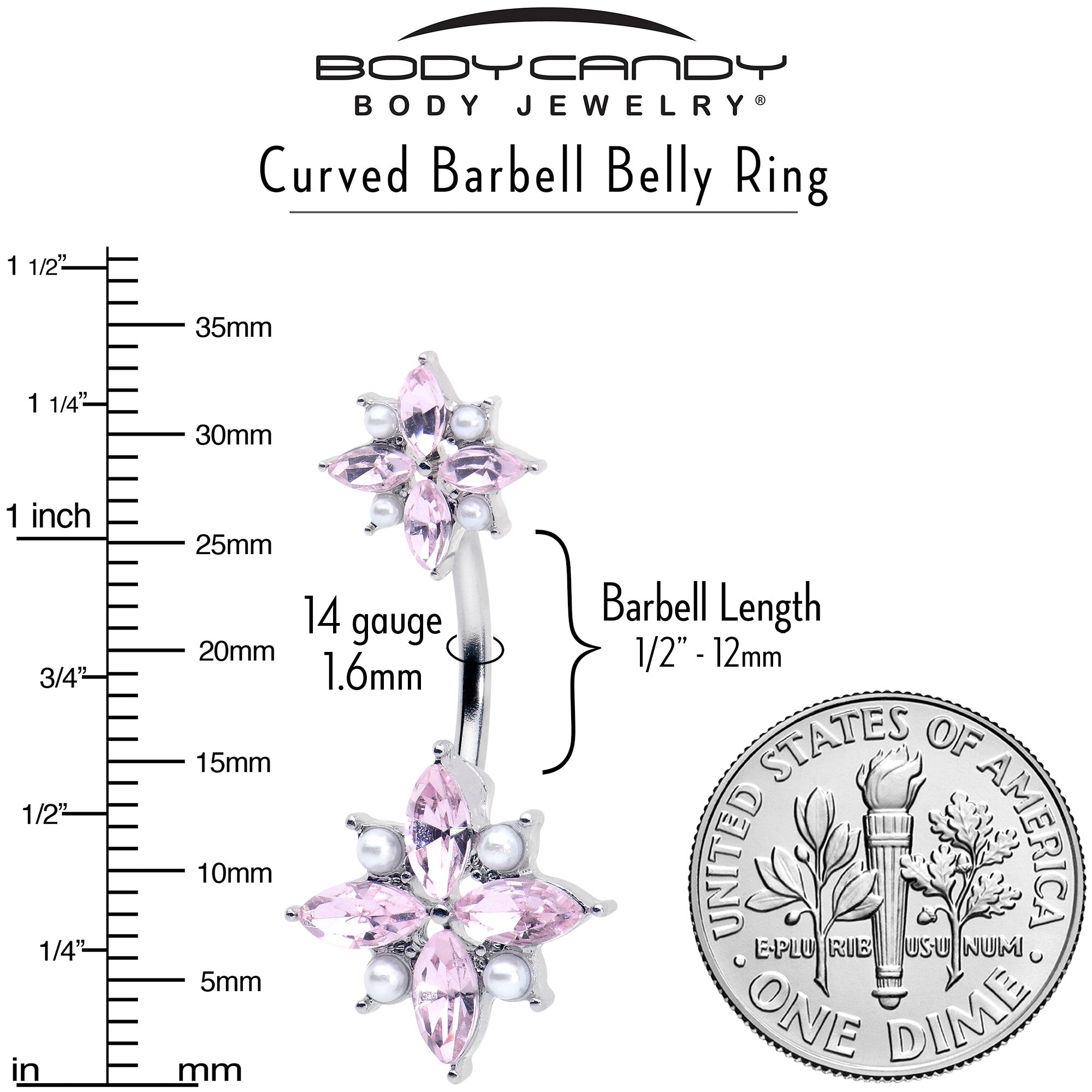 Pink Gem Star Power Double Mount Belly Ring