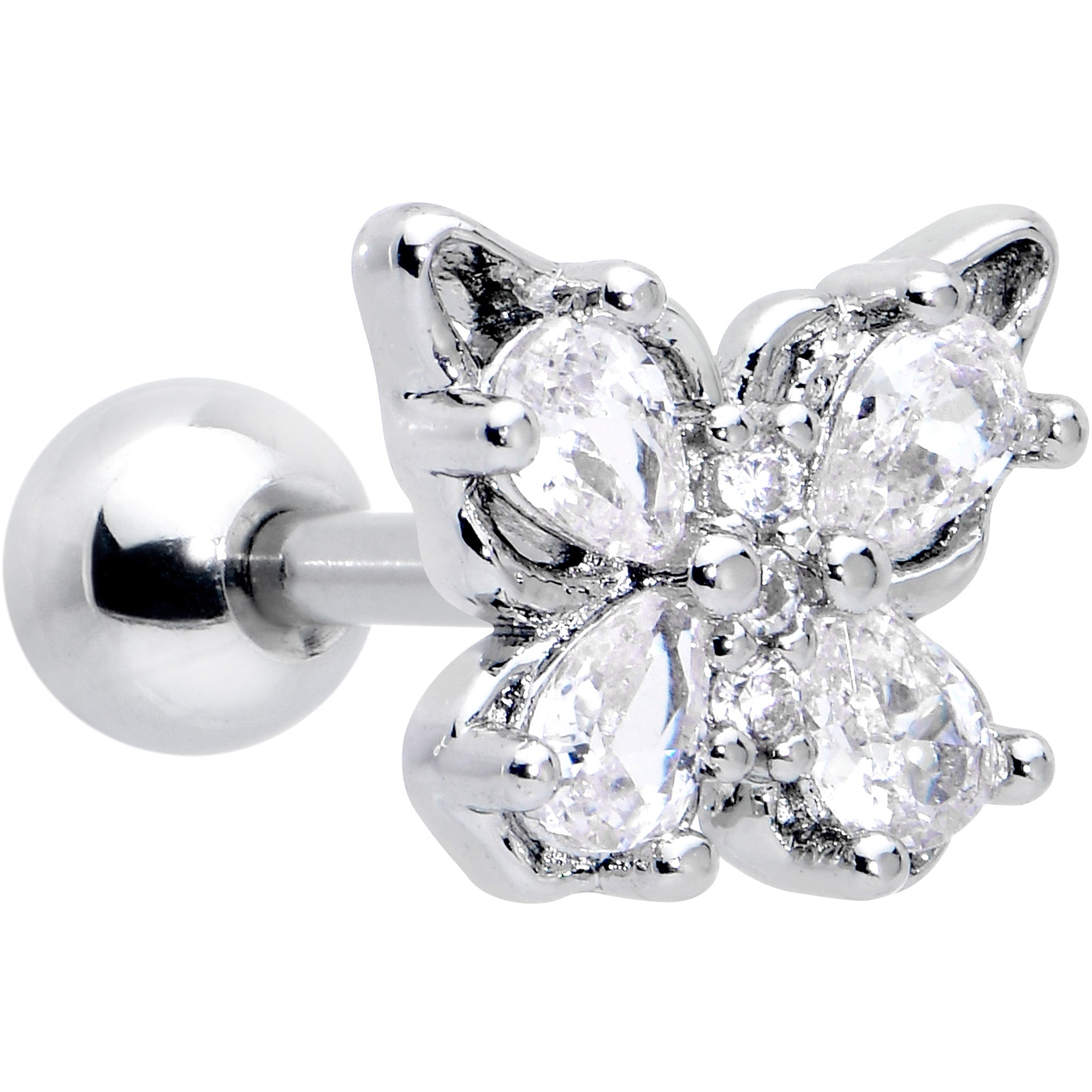 16G 1/4 Clear Gem Baroque Beauty Butterfly Cartilage Tragus Earring