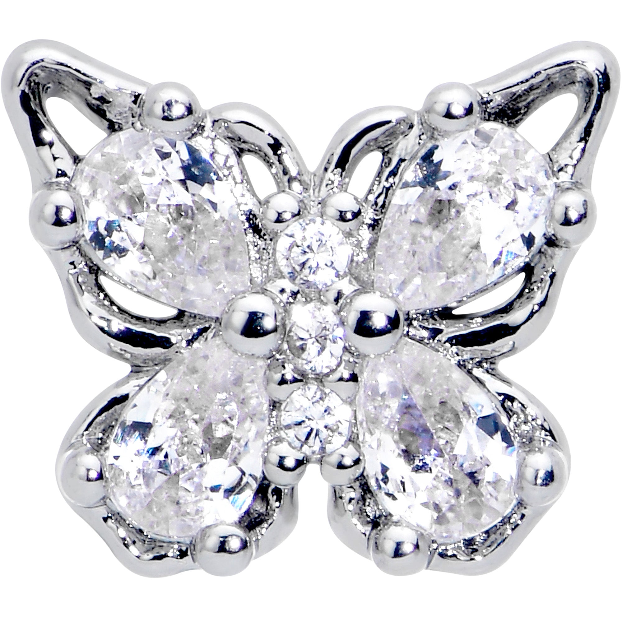20G 7mm Clear Gem Baroque Beauty Butterfly Left Side Nose Screw