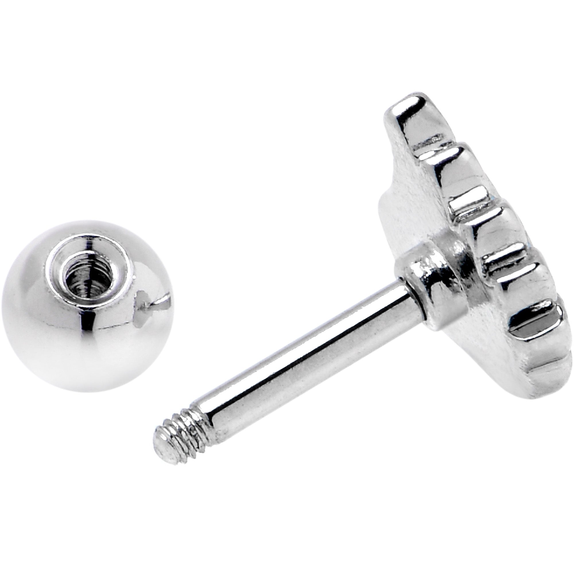 16G 1/4 Clear Gem Heavenly Heart Angel Wing Blue Cartilage Earring