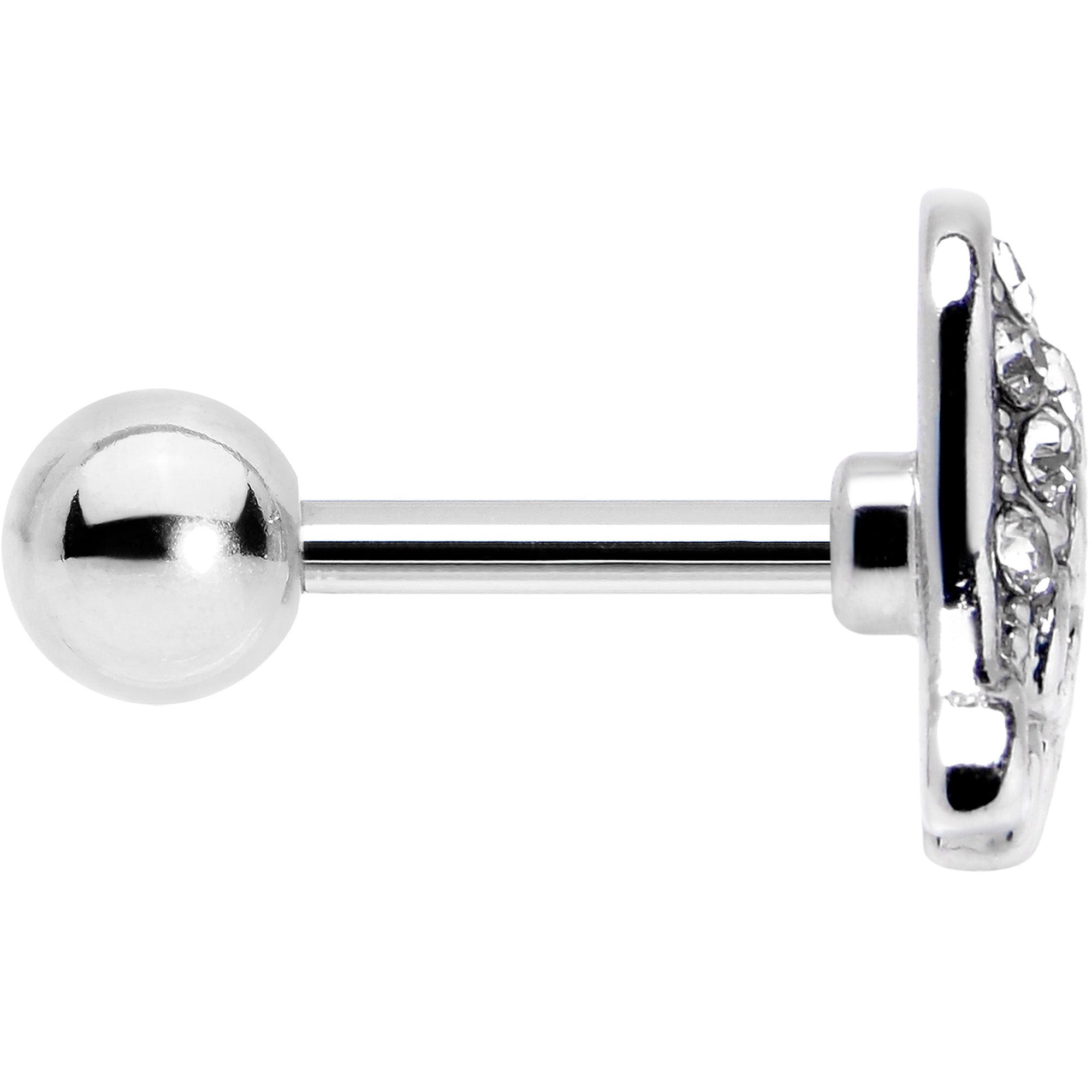 16G 1/4 Clear Gem Heavenly Heart Angel Wing Pink Cartilage Earring