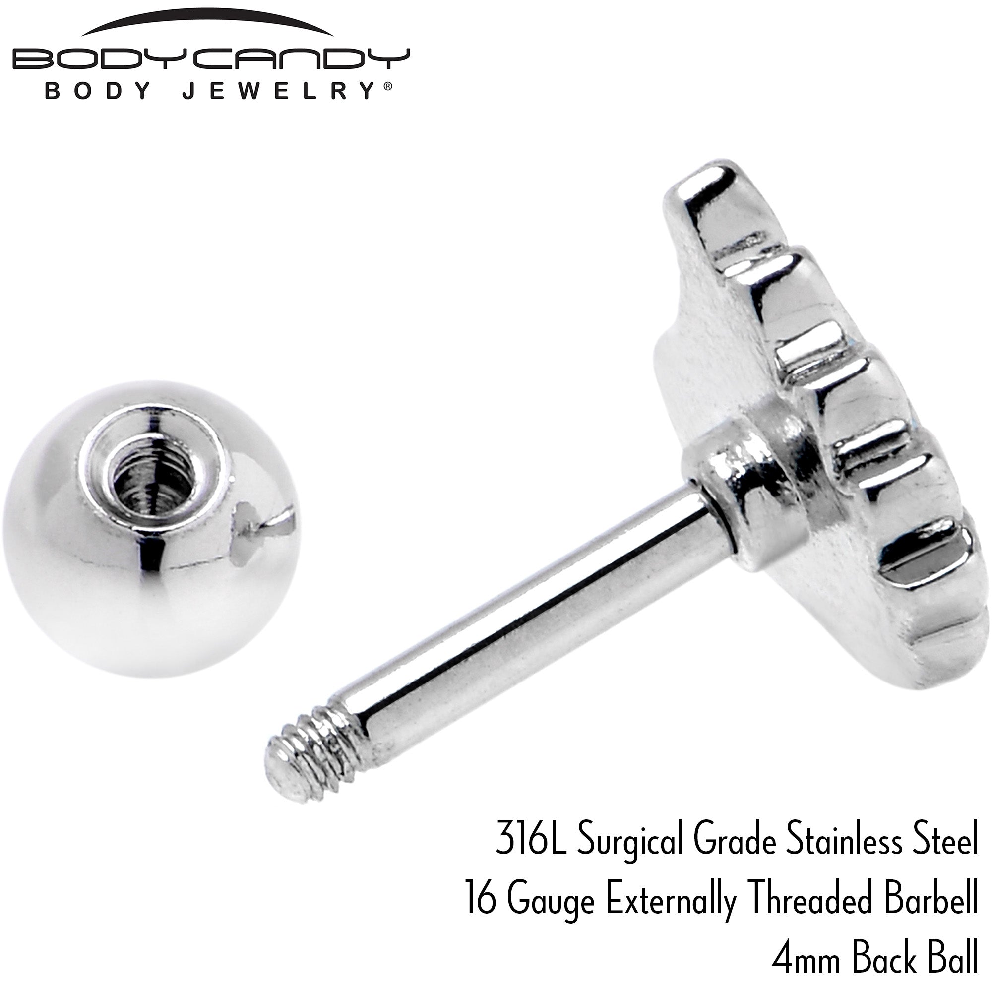 16G 1/4 Clear Gem Heavenly Heart Angel Wing Pink Cartilage Earring