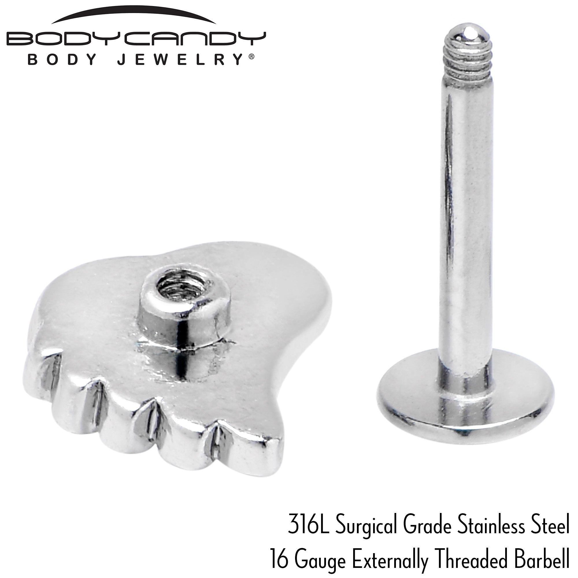 16G 5/16 Clear Gem Heavenly Heart Angel Wing White Labret Tragus