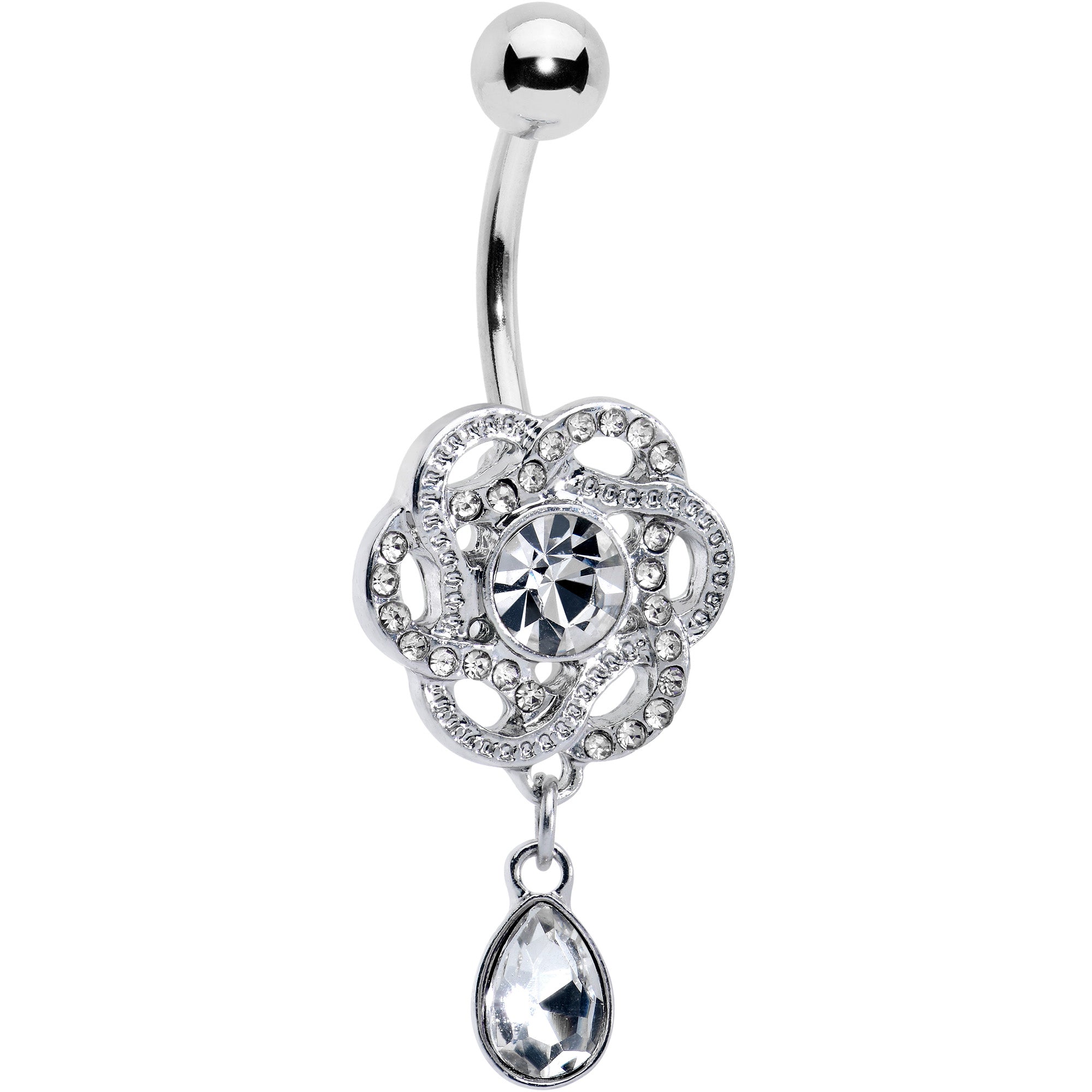Clear Gem Celtic Knot Elegance Dangle Belly Ring
