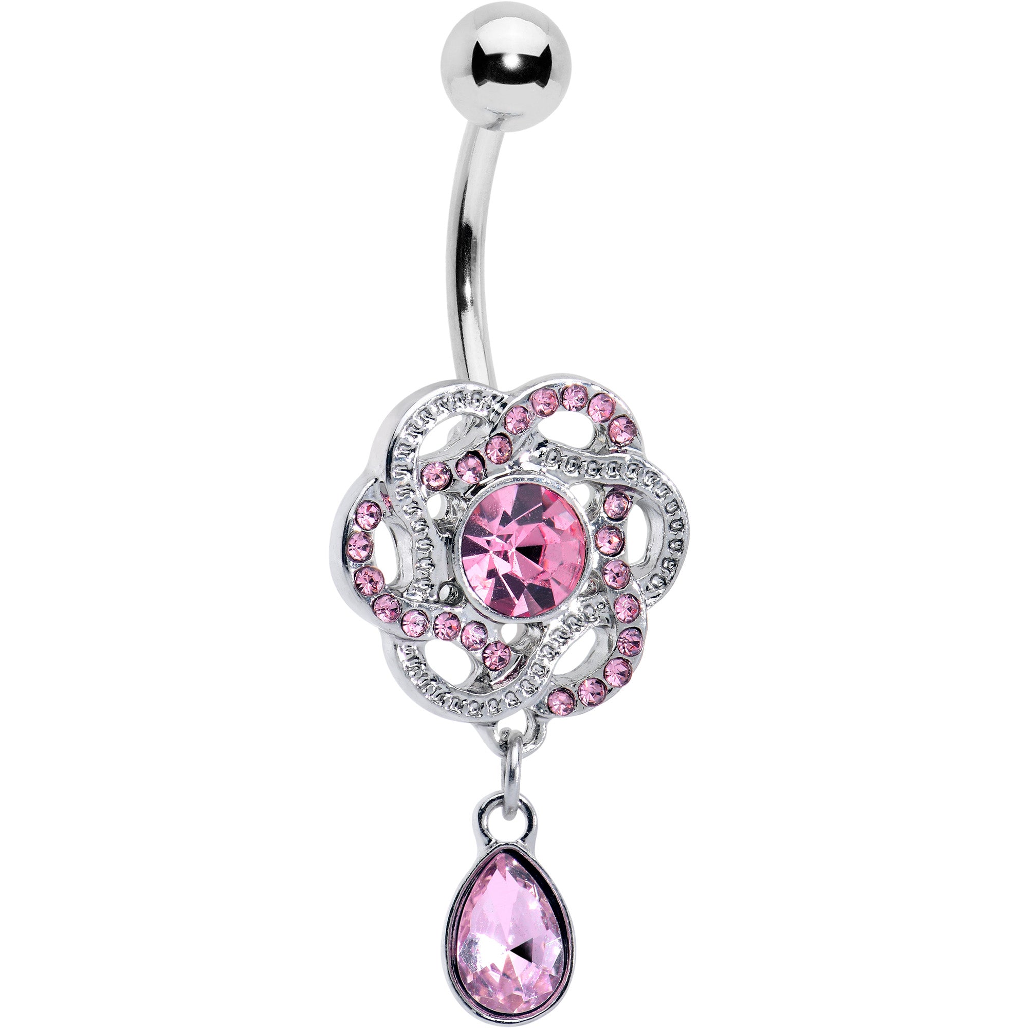 Pink Gem Celtic Knot Elegance Dangle Belly Ring