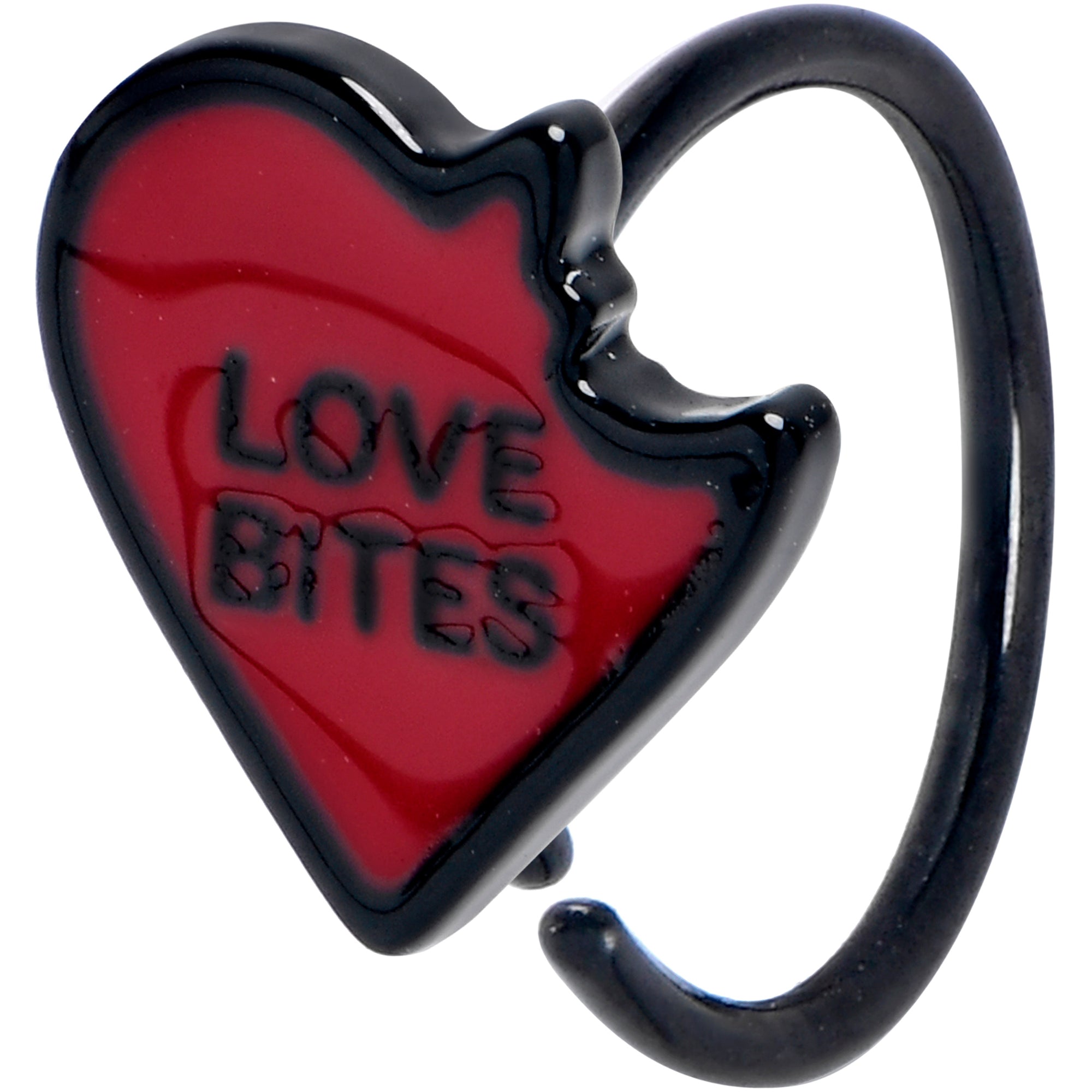 Valentines Day Nose Hoop 20 Gauge Bat with Red Gem