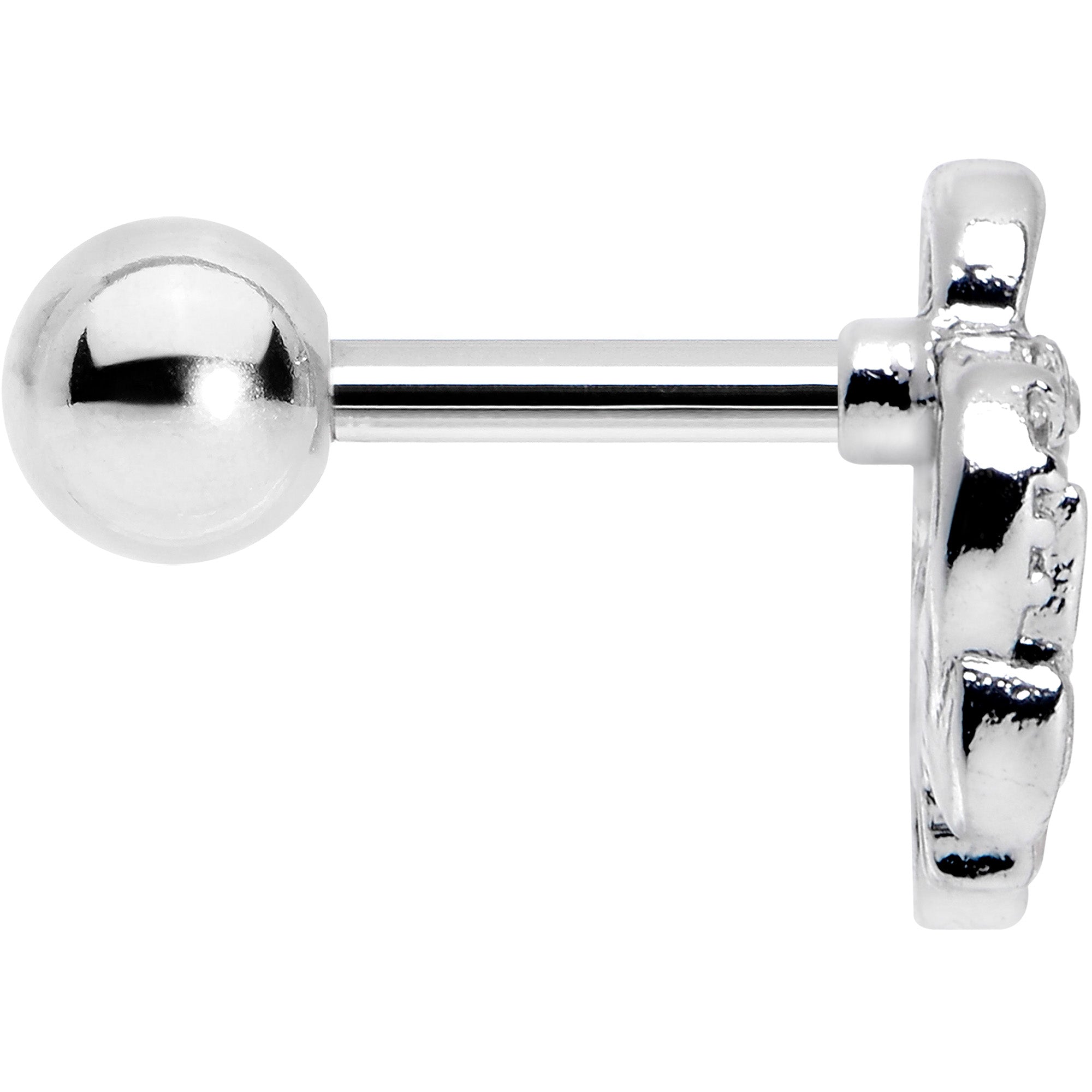 16G 1/4 Clear CZ Gem Butterfly Flower Purple Cartilage Earring