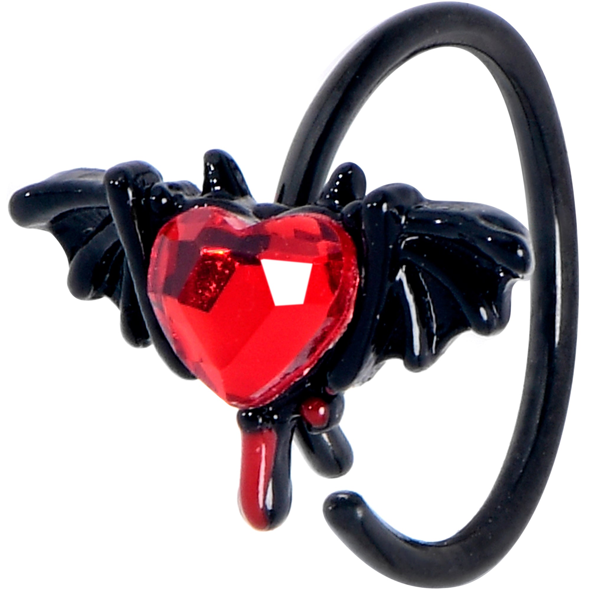 Valentines Day Nose Hoop 20 Gauge Bleeding Heart Charm