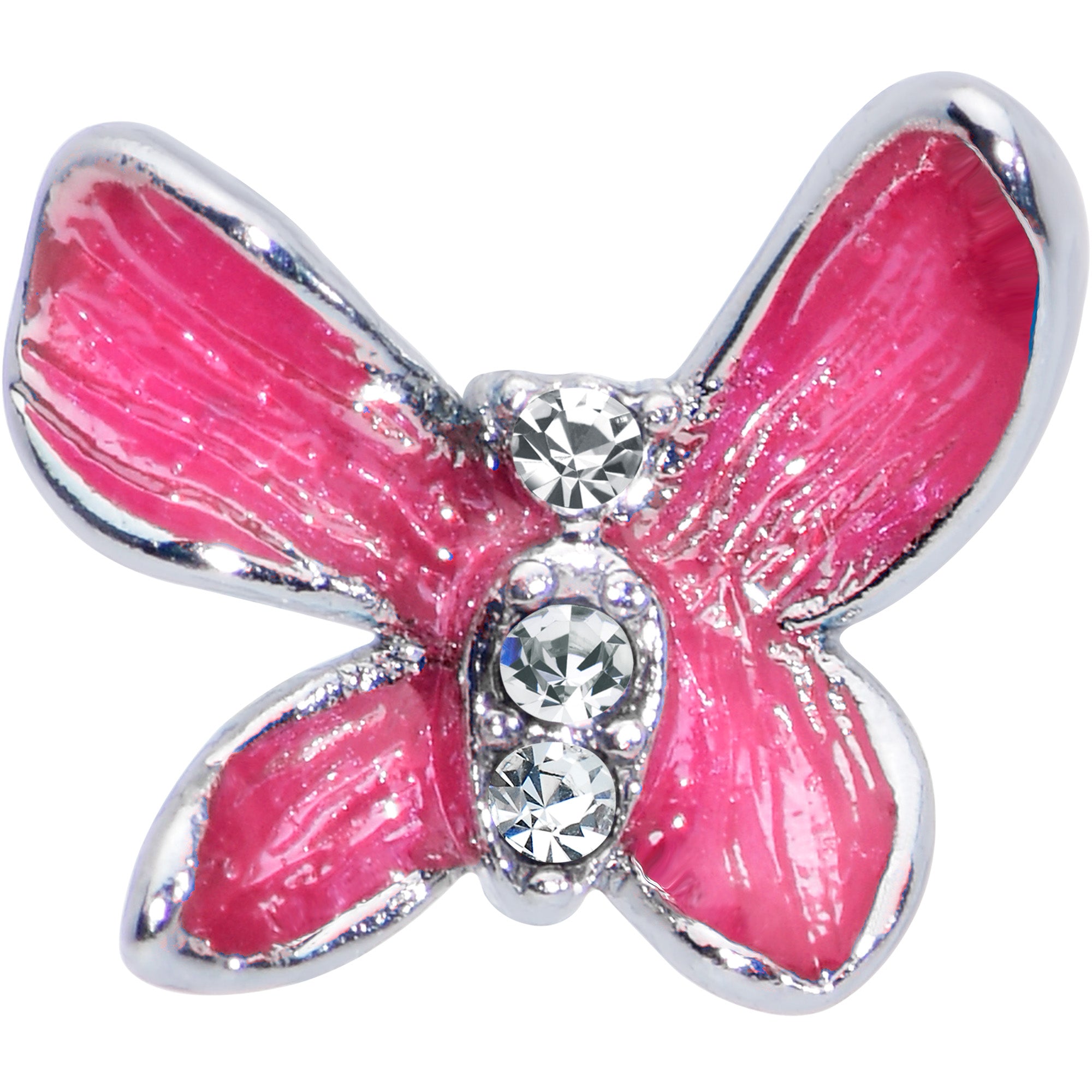 20G 5/16 Clear Gem Chunky Butterfly Pink Nose Hoop