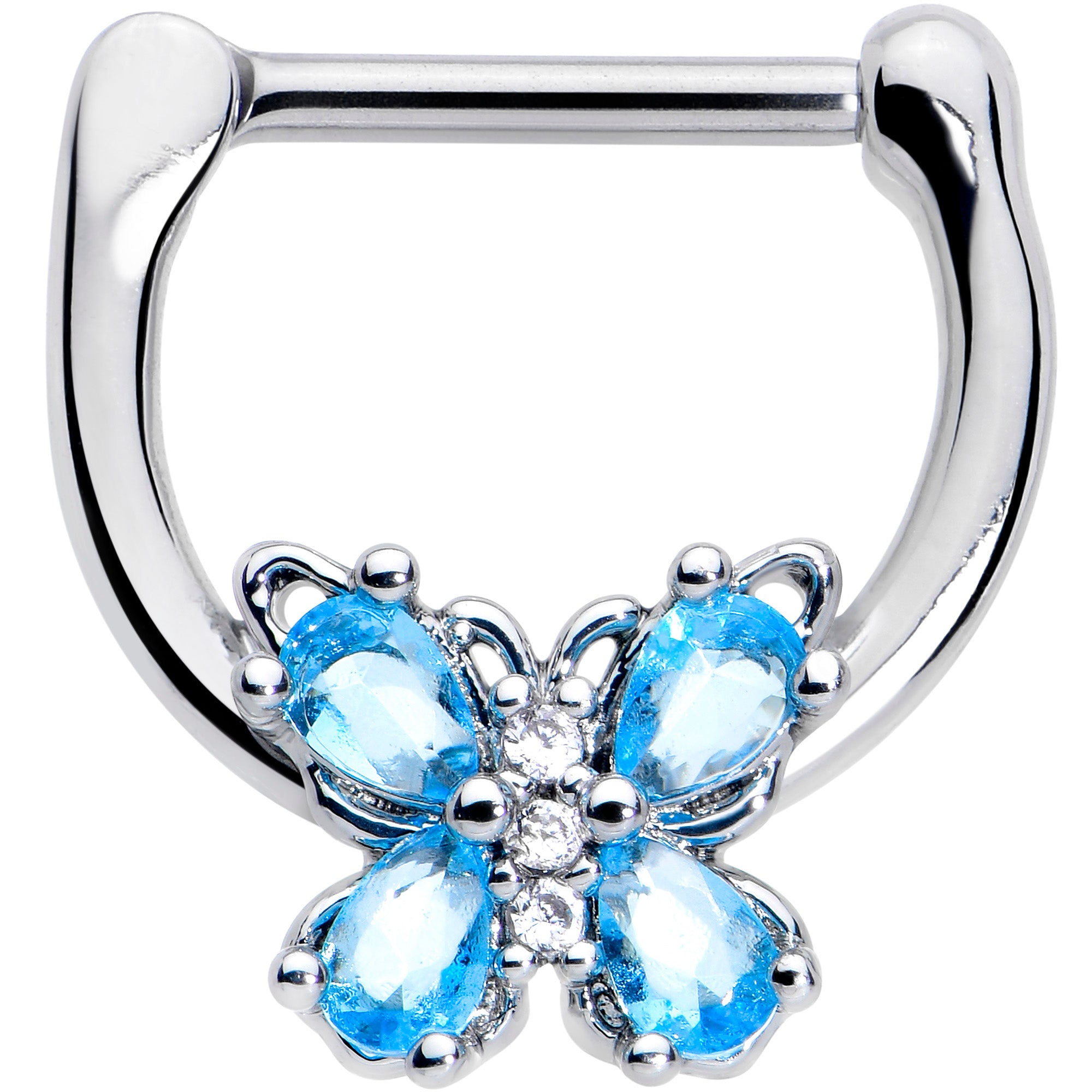 16G 5/16 Blue Gem Baroque Beauty Butterfly Cartilage Clicker