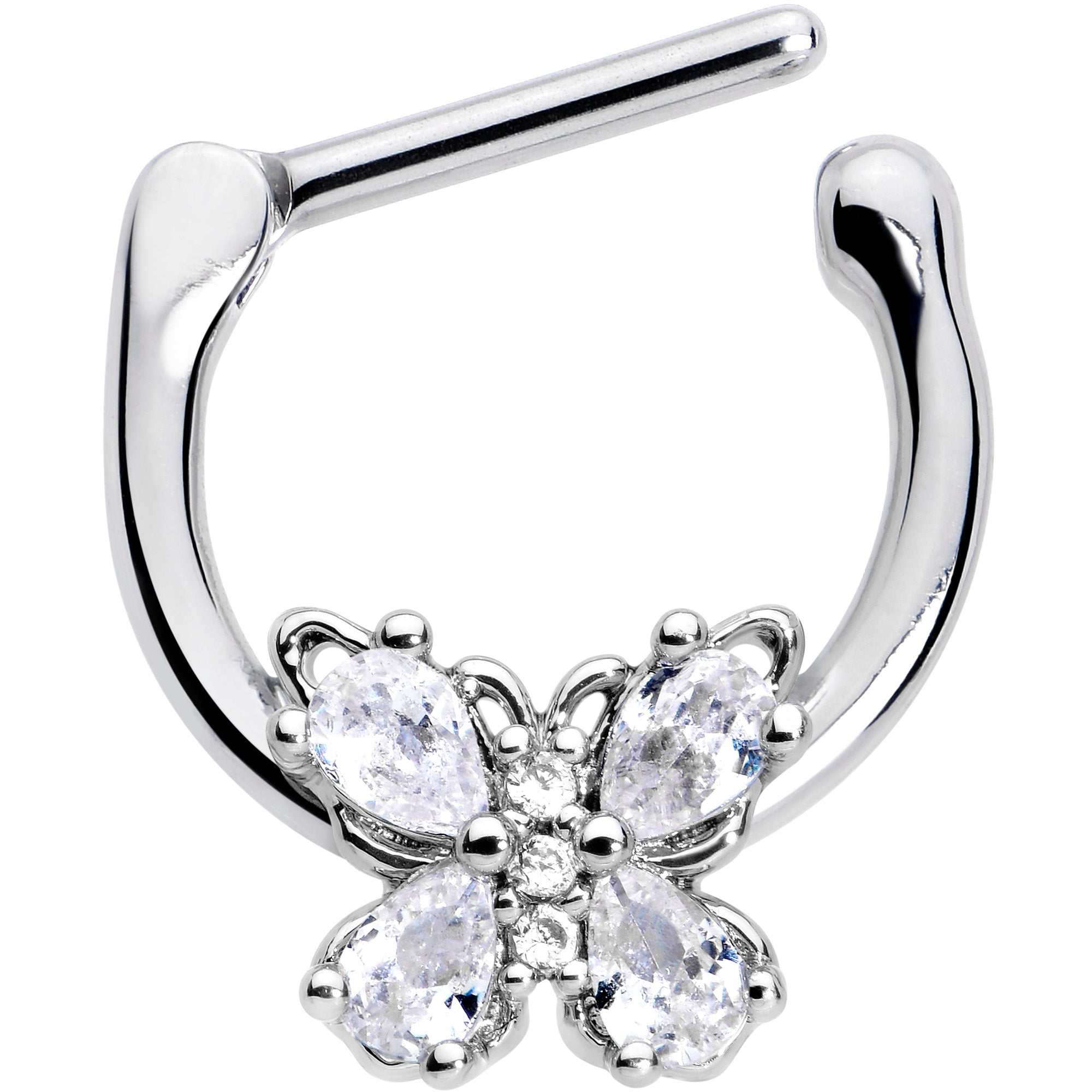 16G 5/16 Clear Gem Baroque Beauty Butterfly Cartilage Clicker