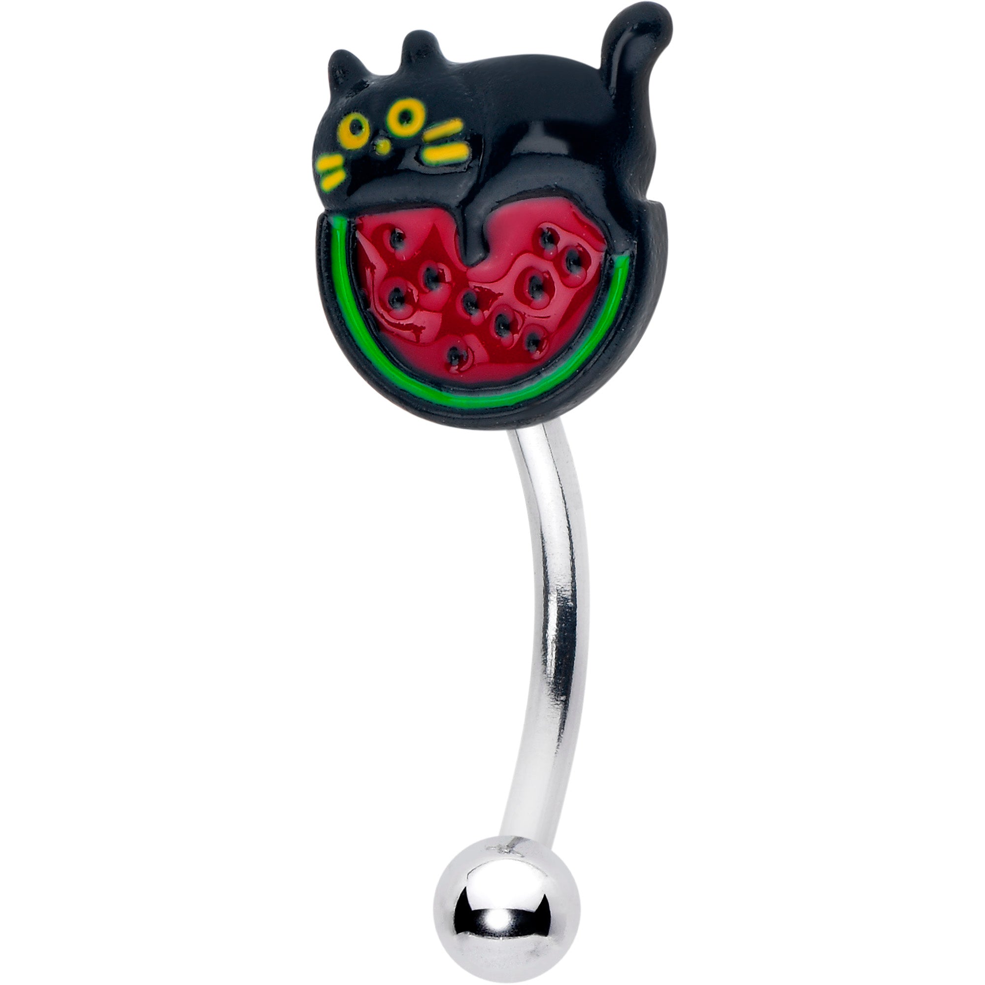16G 5/16 Watermelon Cat Love Curved Eyebrow Ring