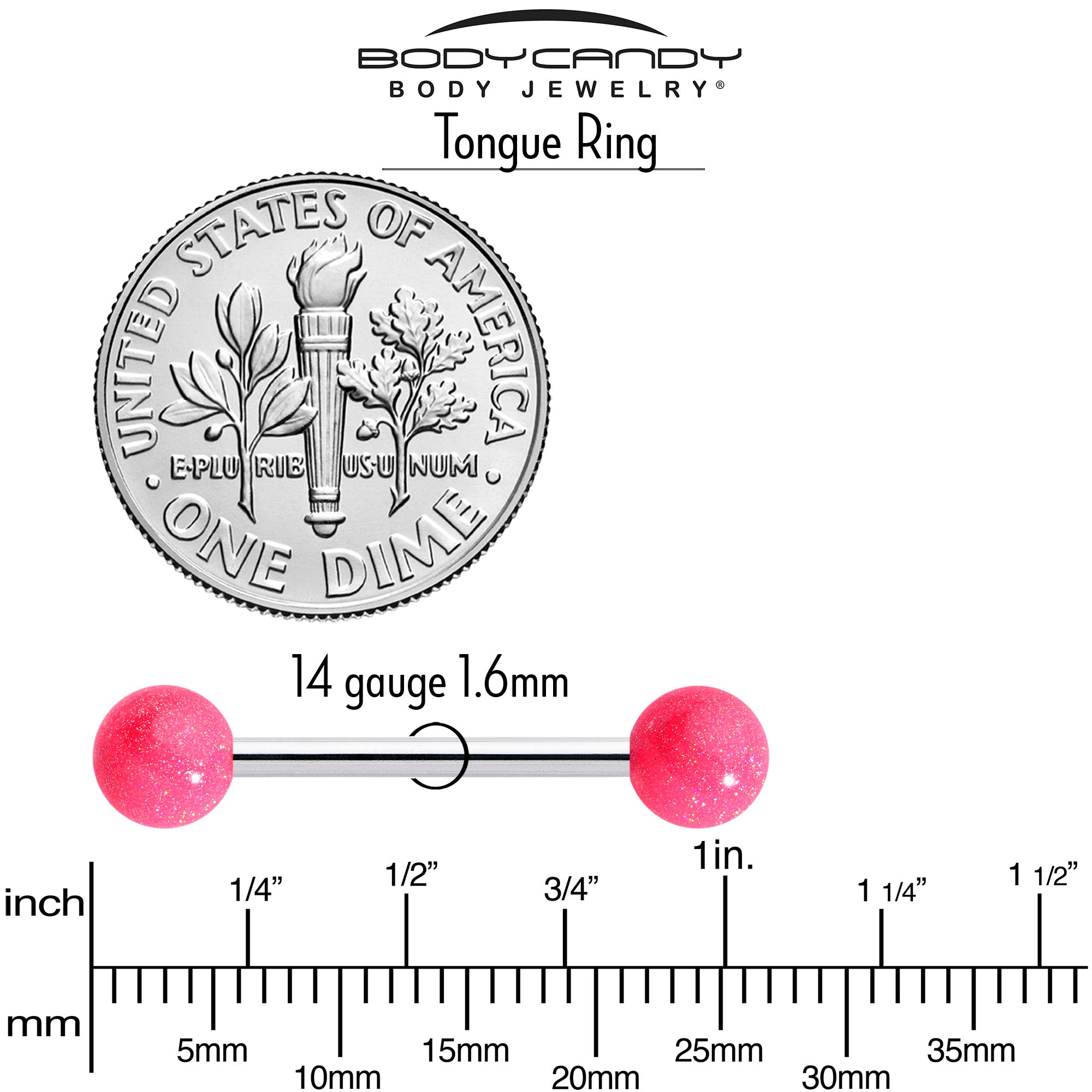 Pastel Shimmer Pink Ends Barbell Tongue Ring