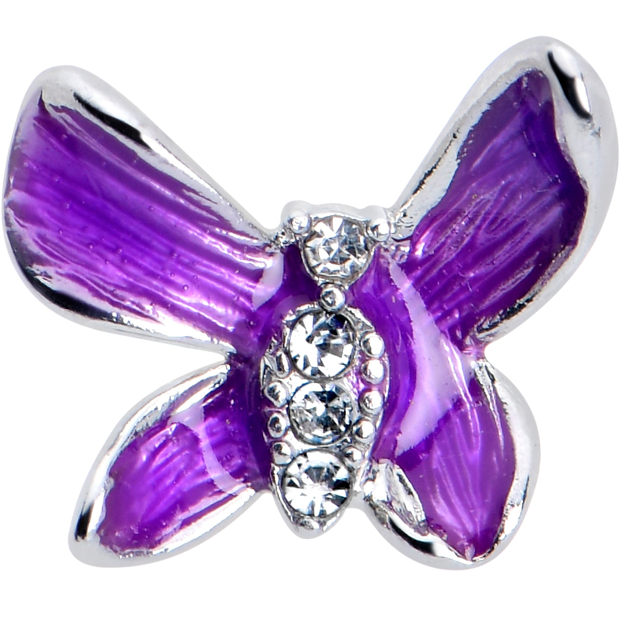 20G 7mm Clear Gem Chunky Butterfly Purple Left Side Nose Screw