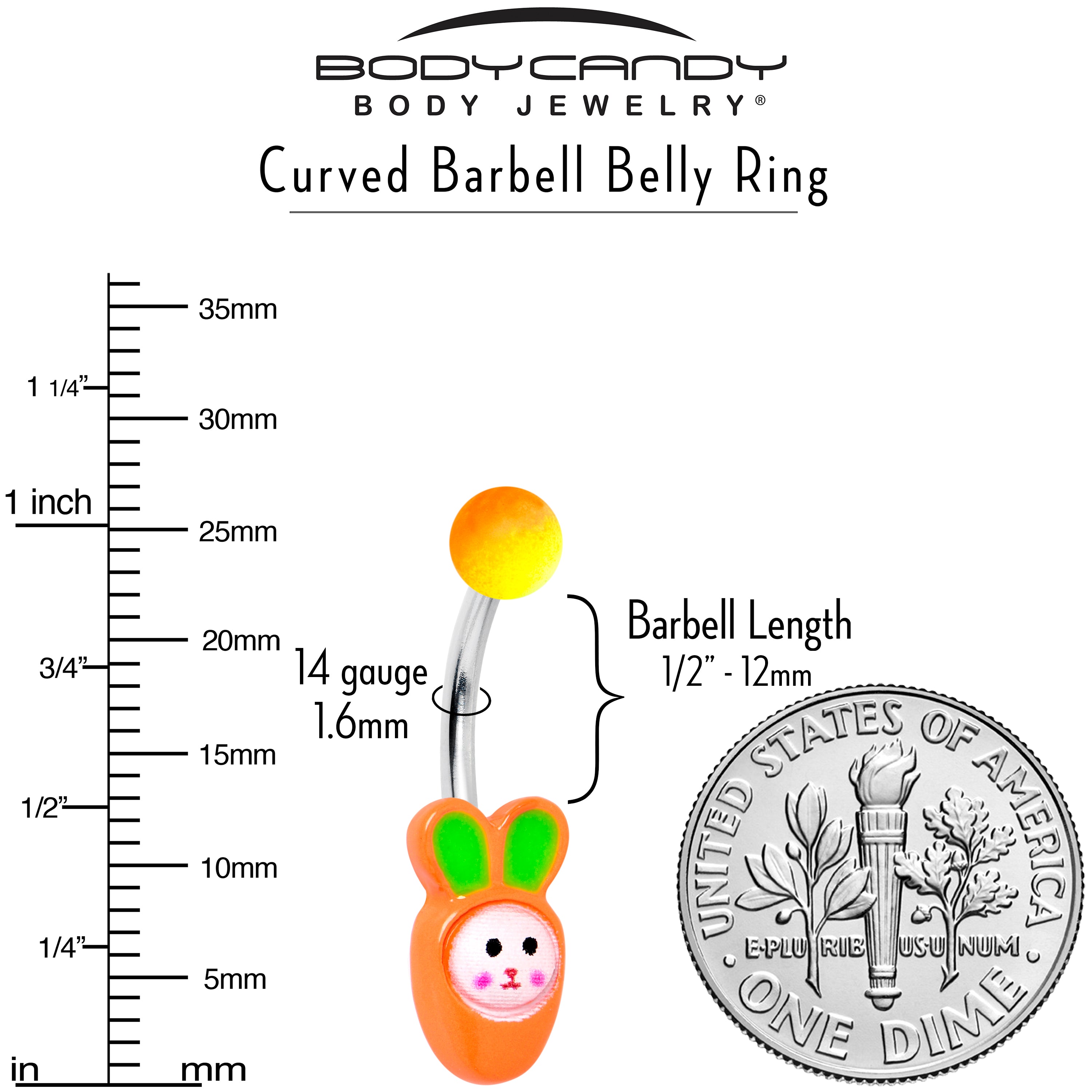 Surprise Carrot Easter Bunny Belly Ring