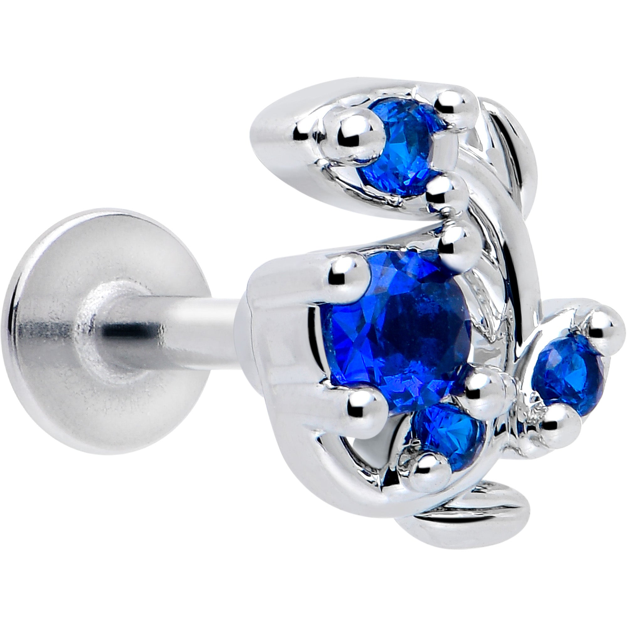 16 Gauge Blue Gem Twining Vine Flatback Stud